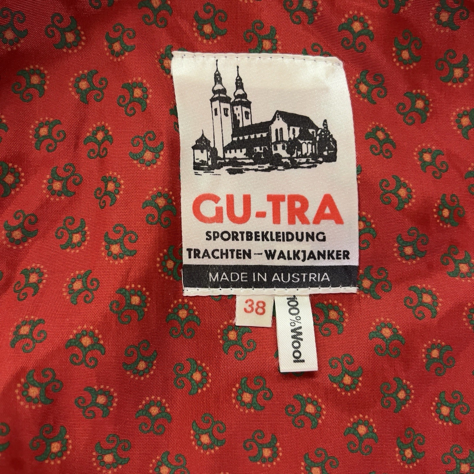 Vintage GU-TRA Austrian Walkjanker Wool Jacket Women 38 Trachten Green
