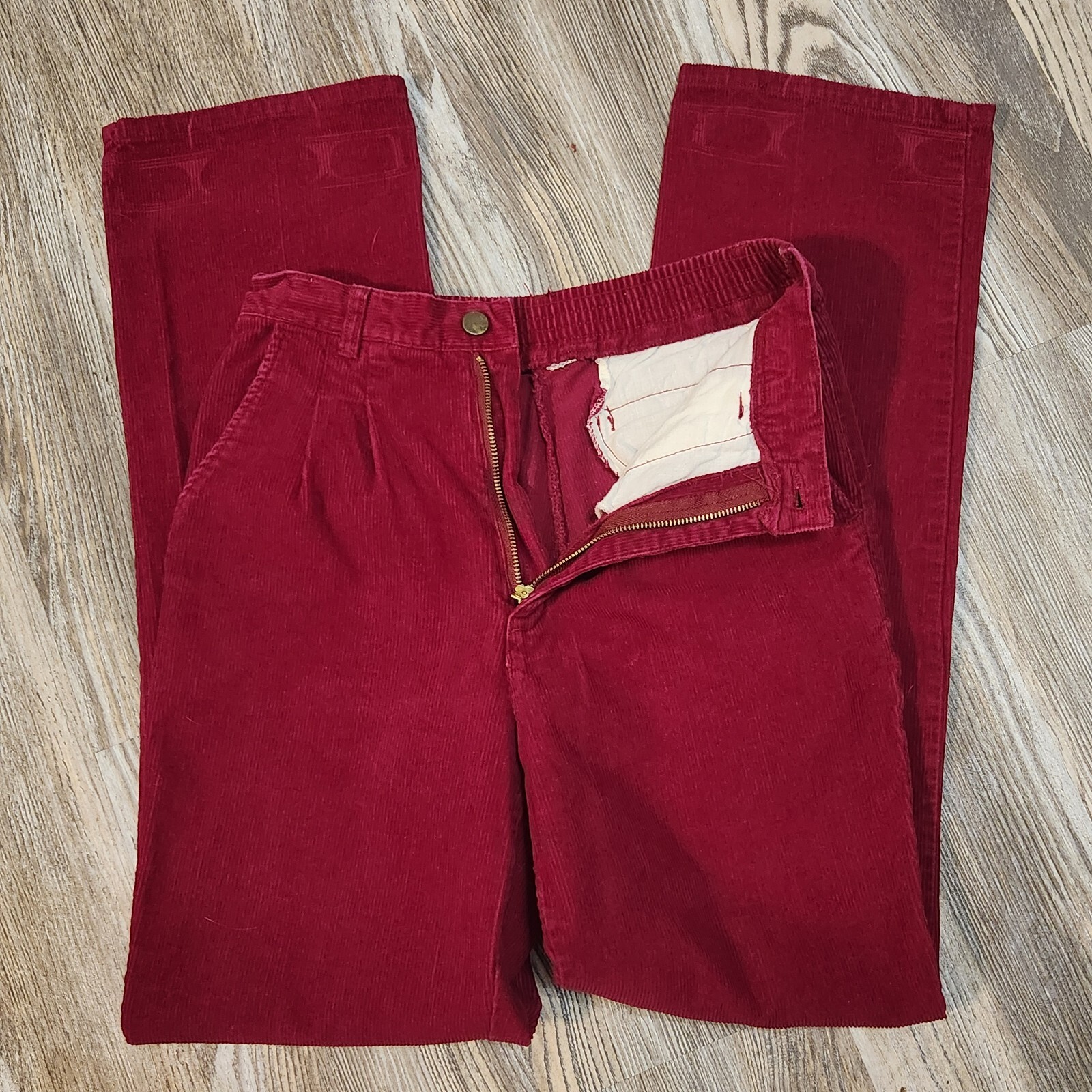 Vtg Stockton Red Corduroy High Waist Pant 26×32 Straight Women 8 See Description