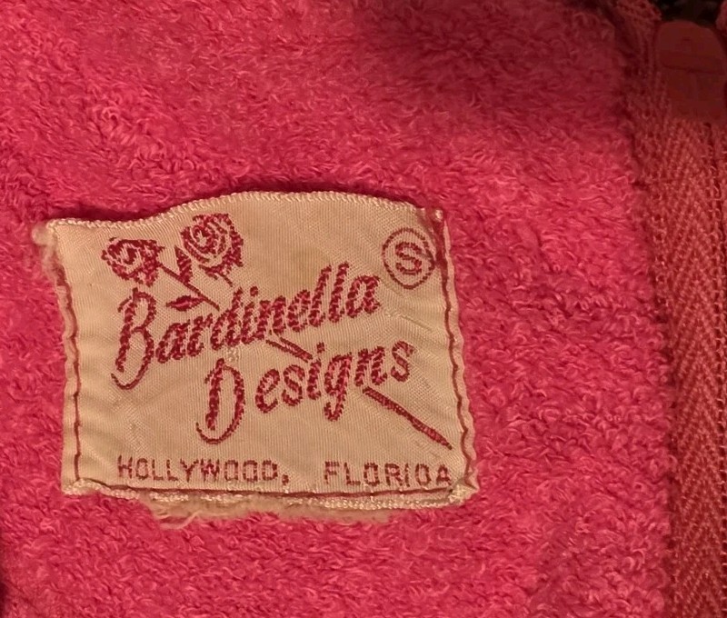 Vintage 1970s Hot Pink Terry Cloth Dress Pool Cover Bardinella Designs Size S