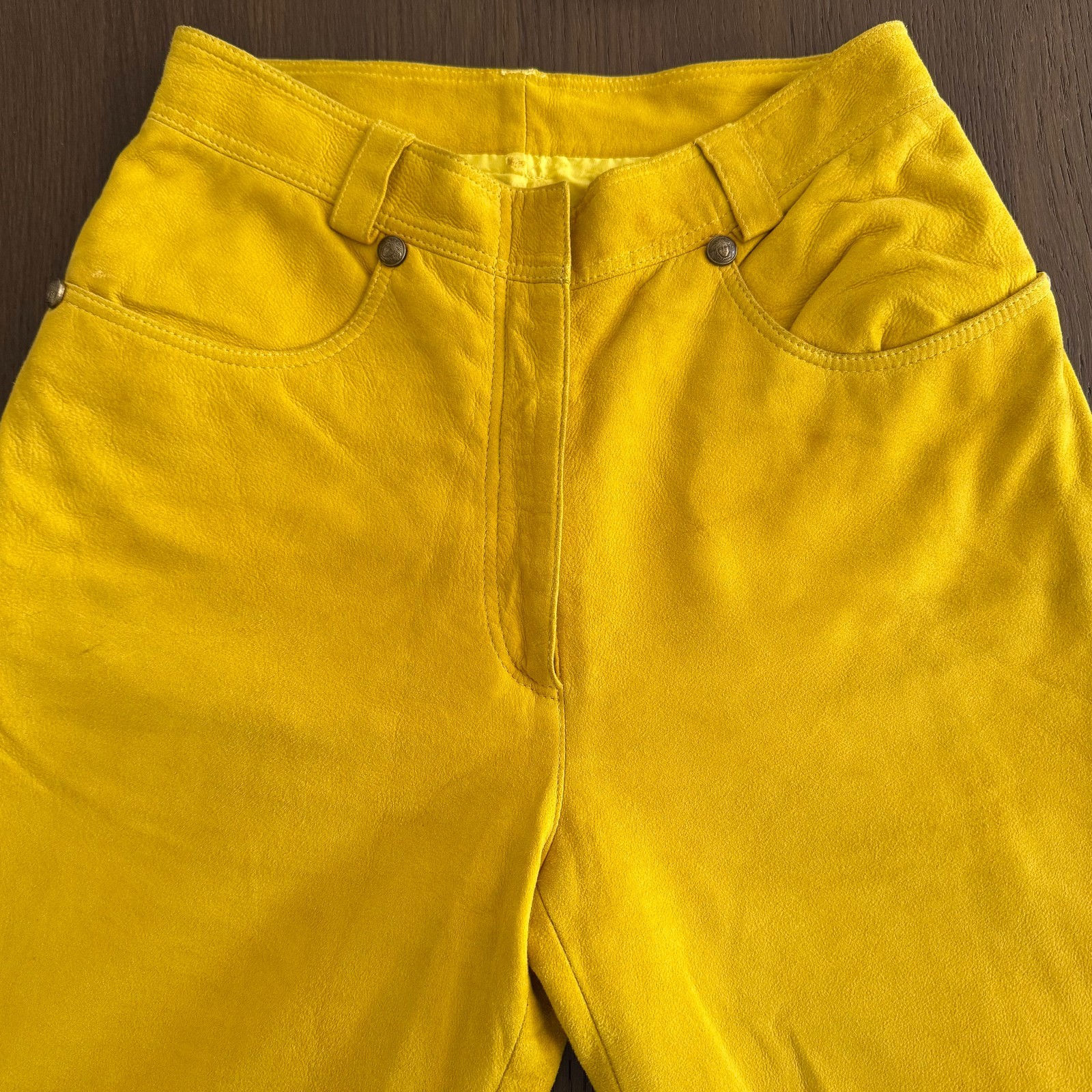 GIANNI VERSACE mustard yellow suede pants size 38/XS from F/W 1994/95