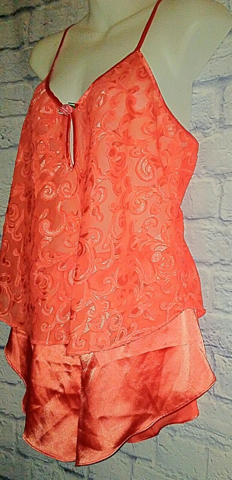 INNER MOST Pajama Set Woman MEDIUM Lingerie Orange Cami & Short Vintage