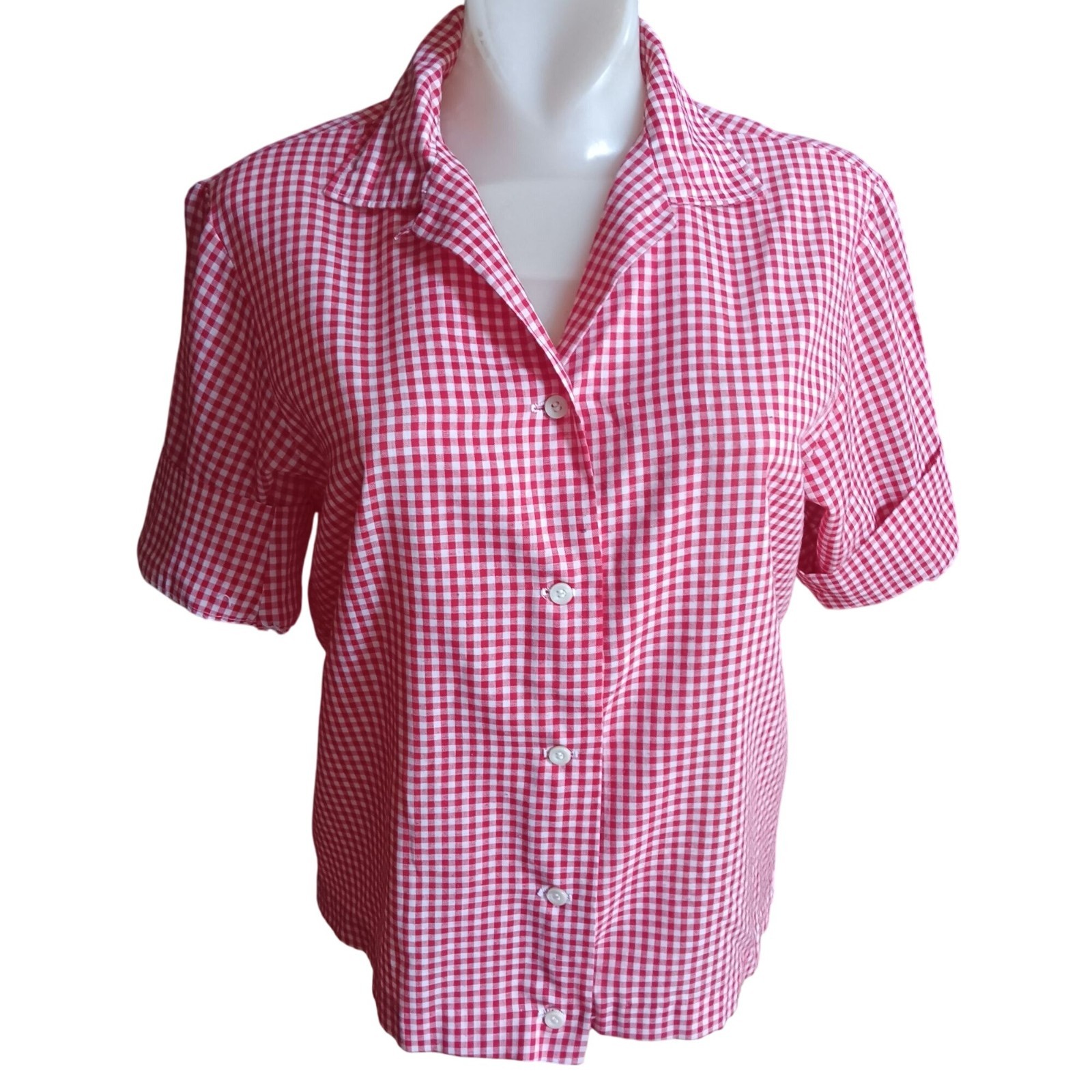 True Vintage Farm Chore Top Medium Red White Gingham 1960&rsquo;s Joyce Lane USA