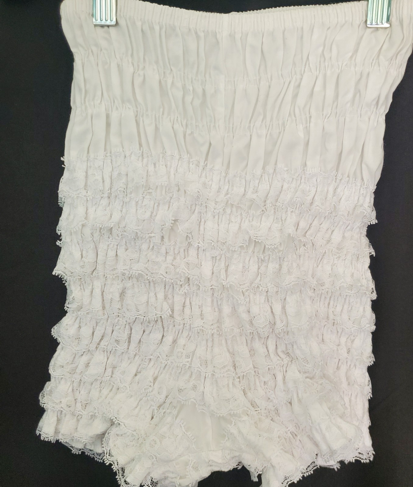 Vintage Malco Modes Smocked Lace Ruffle Bloomers Shorts N29 White S/XS USA Made