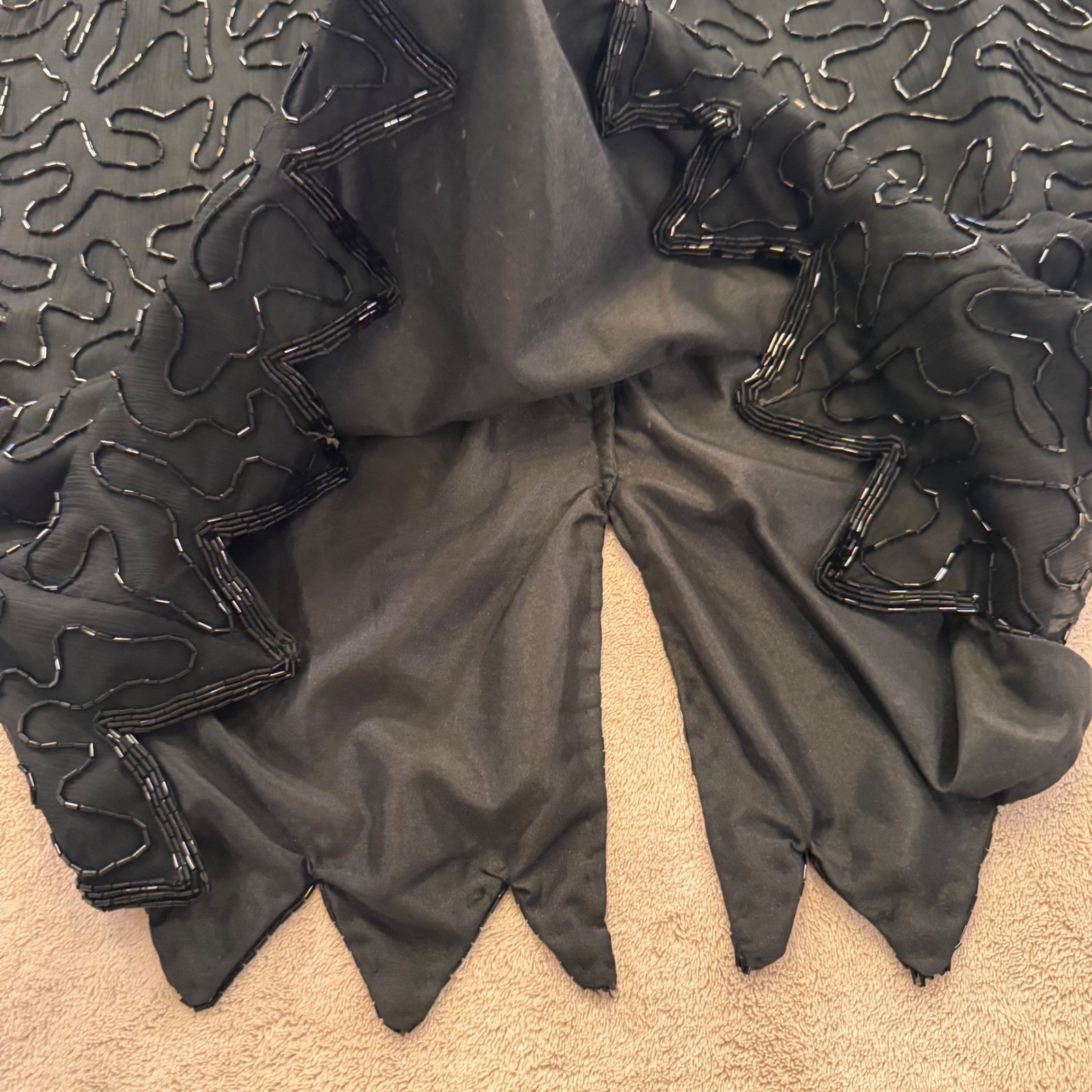 Vintage Gatsby Flapper Beaded Sequin Cocktail Party Dress Art Deco Black SZ M