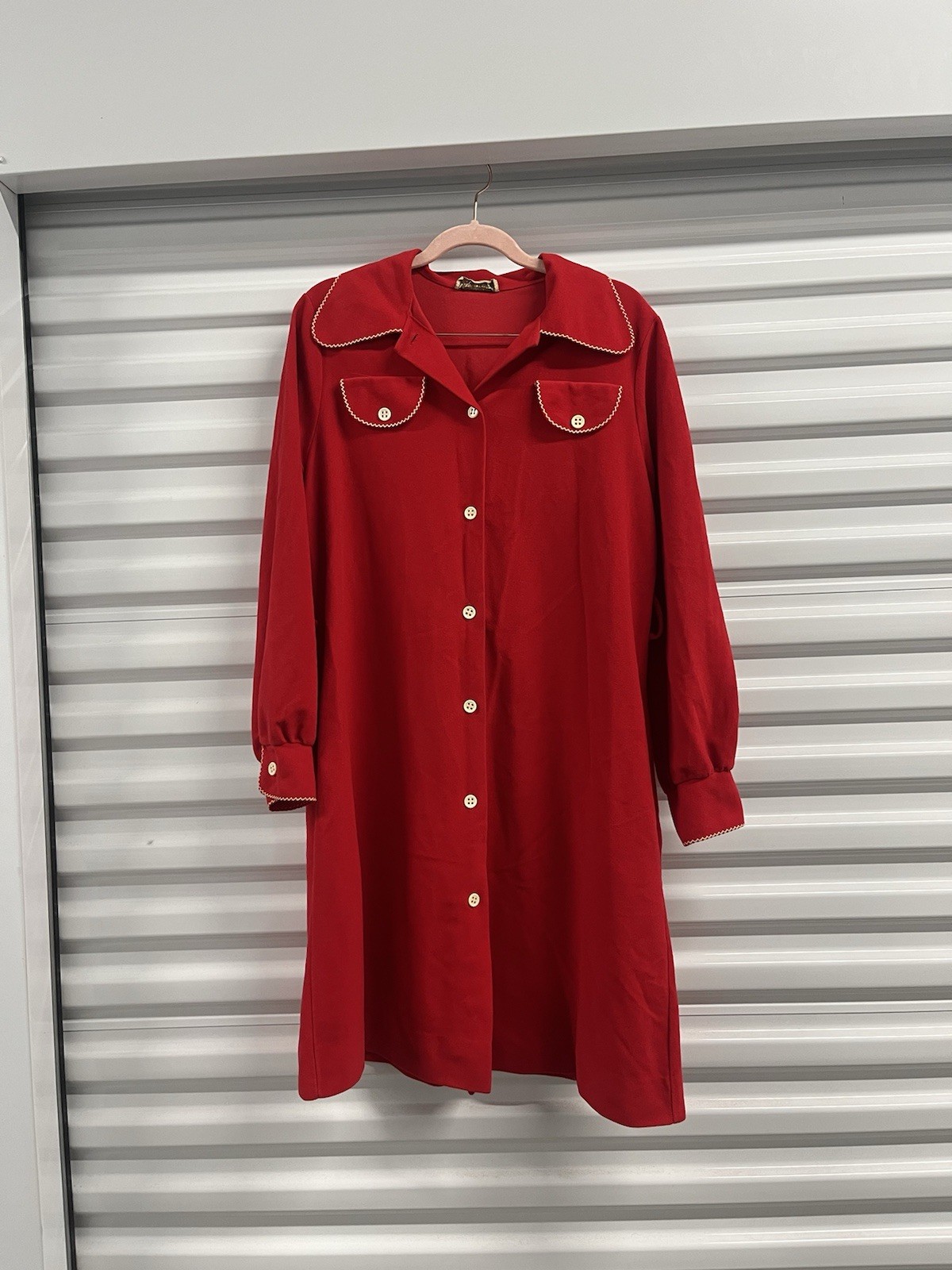 Red vintage 60s/70s fleece dress Rodeo western style cowgirl dress Vassarette