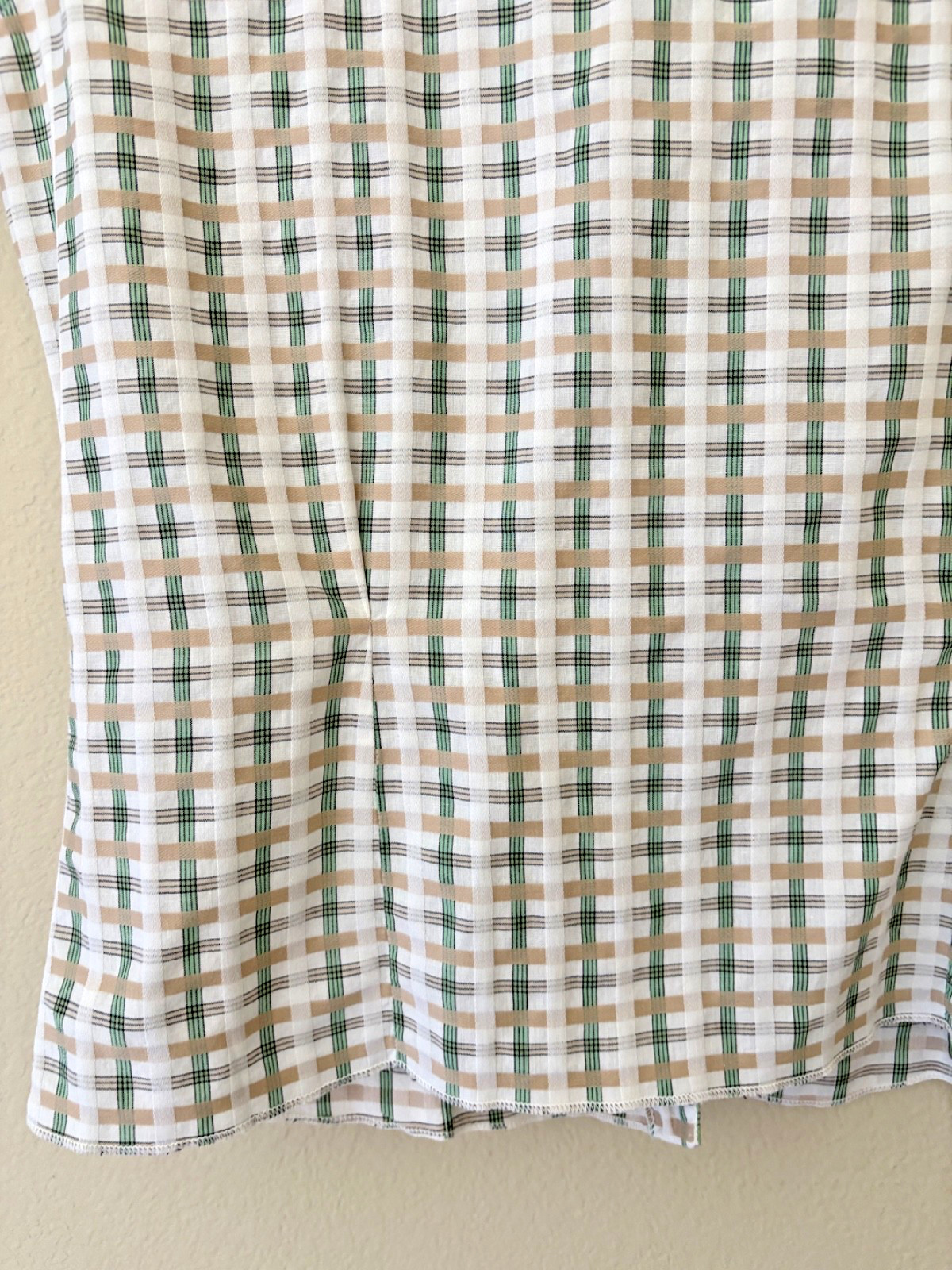 Vintage 60s Ship n Shore Thin Cotton Button down sleeveless M/L Top White &Green
