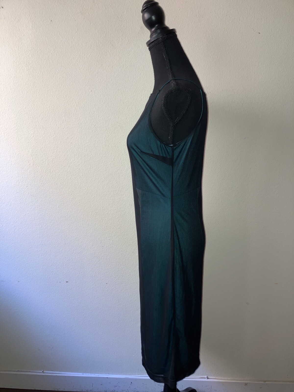 Vintage &rsquo;90s Express Color Block Shift Dress w/ Black Mesh Overlay Grunge XS/S
