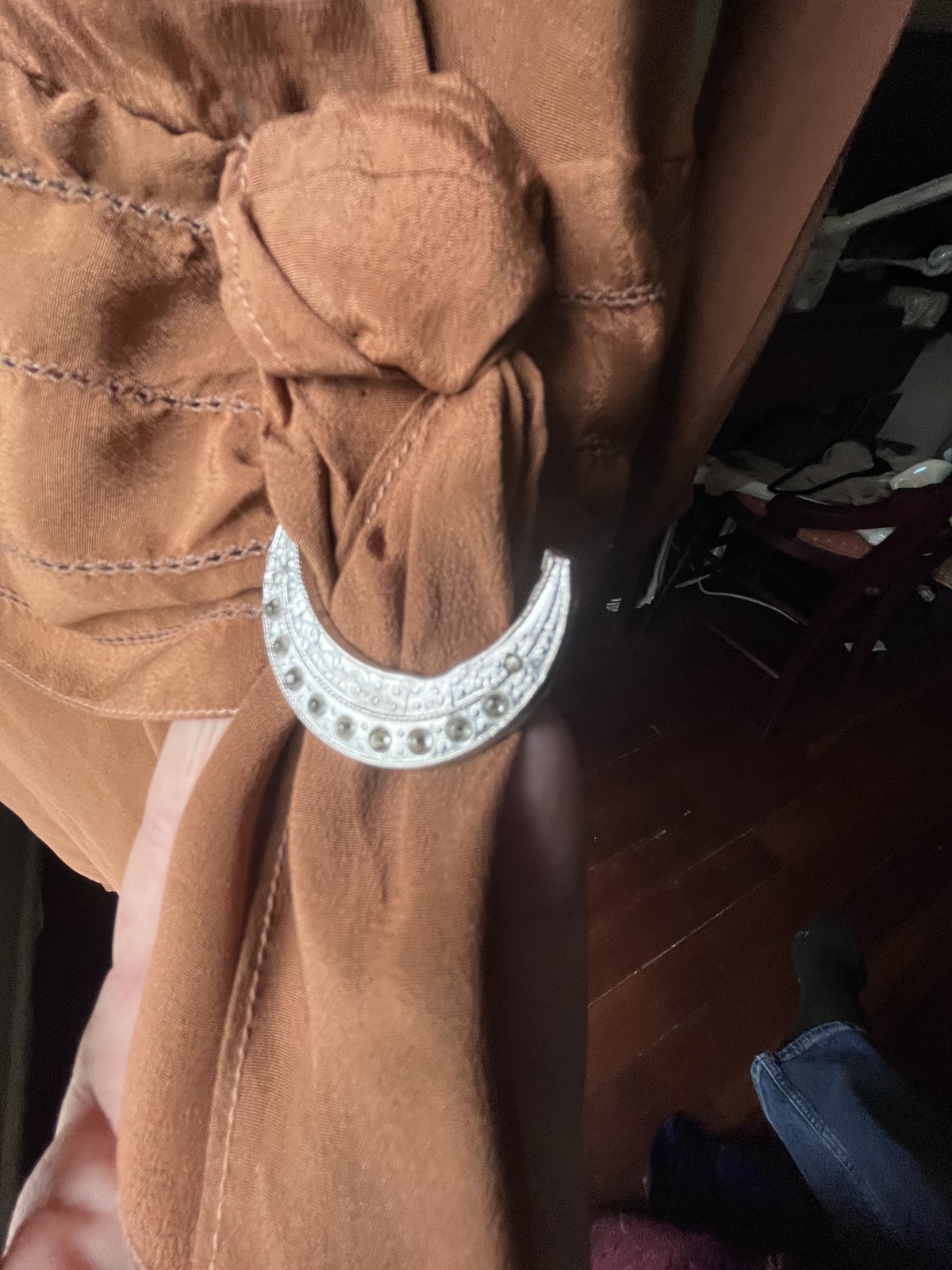 1920s Copper Brown Shift Dress