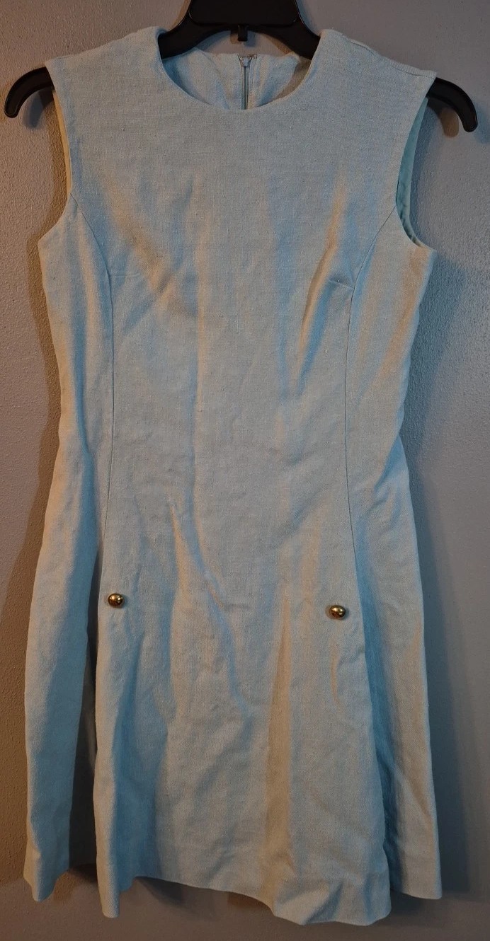 Vintage L&rsquo;aiglon Light Blue Sleeveless A-Line Dress -Size 16-Please Read*
