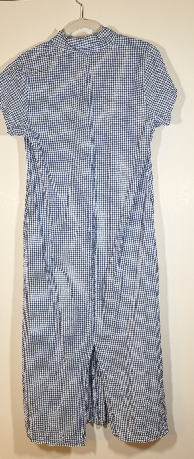 Vintage 80s JG Hook blue white gingham seersucker midi dress button 12 preppy