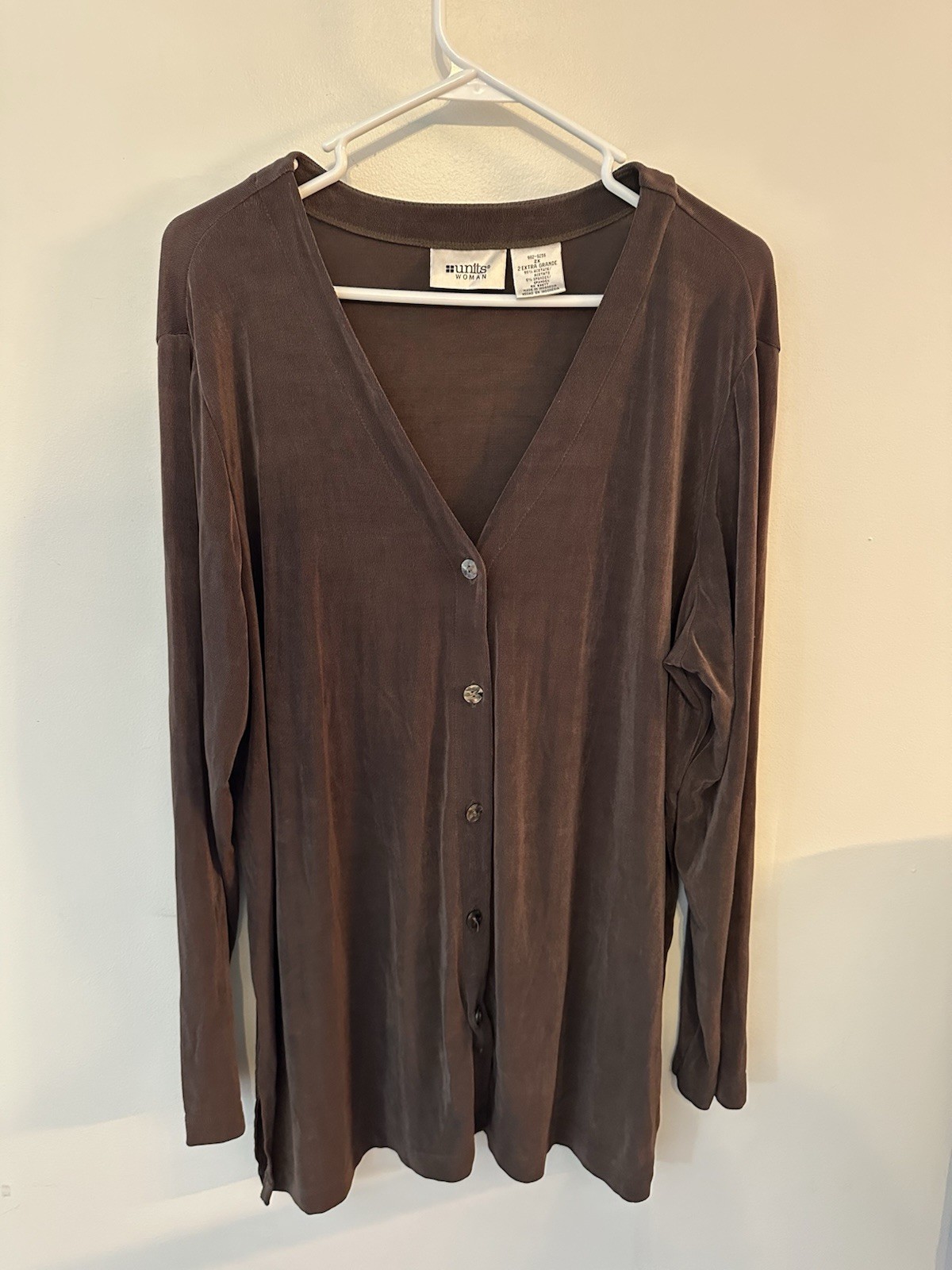 Brown Twinset Buttoned Tunic Top W/Tank Jersey Knit By UNITS Vintage Size 2X