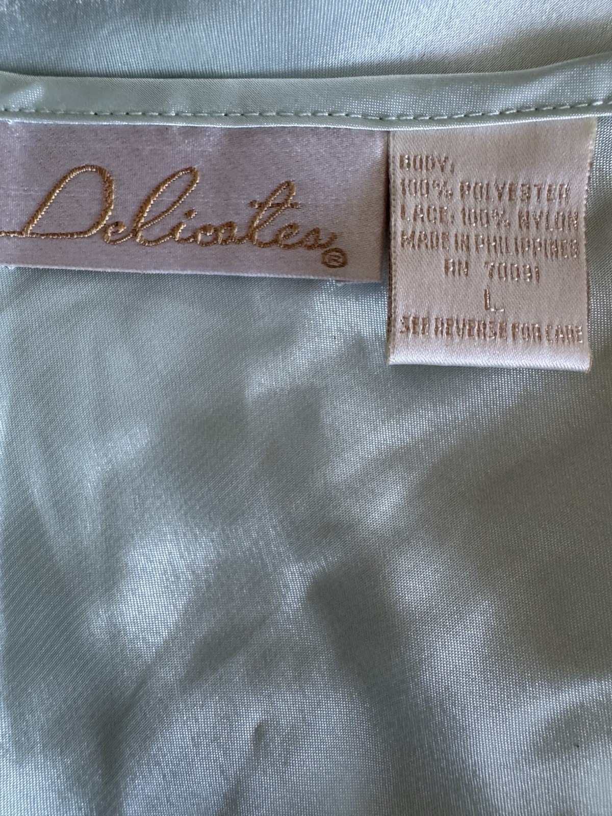 Vintage Delicates Satin Intimate Lingerie Top Camisole L Sage Adjustable Straps