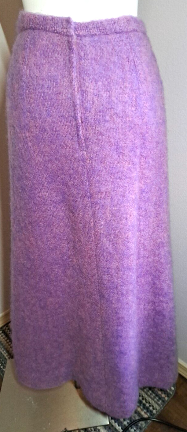 1960s HEMMINGS DONEGAL Irish Mohair Wool Purple Long Skirt Size S Waist 28&Prime;