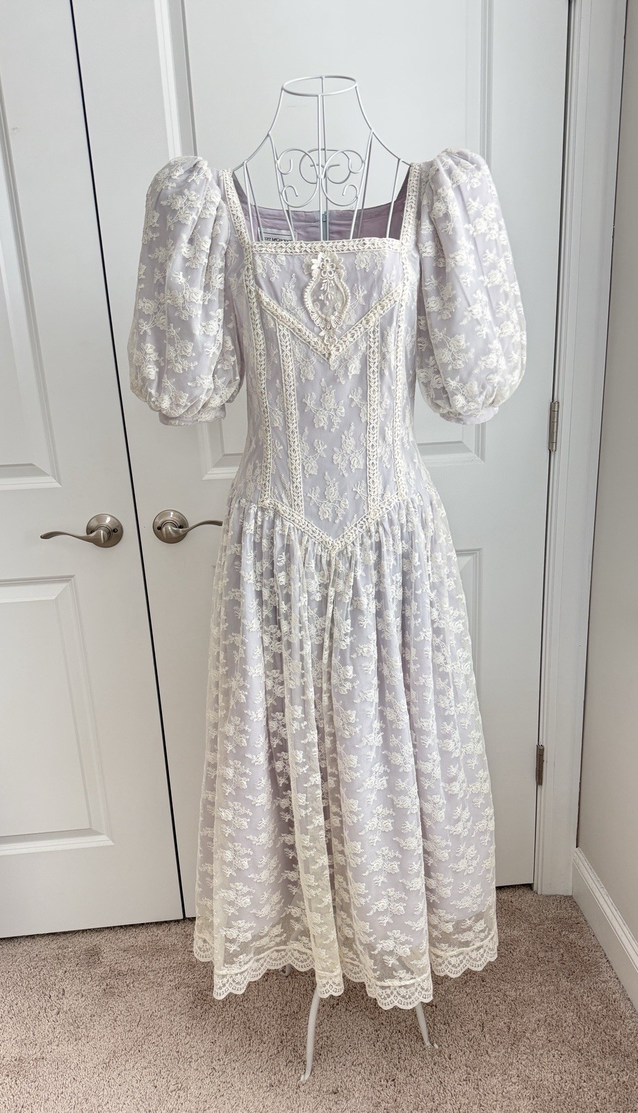 Vintage Scott McClintock Dress Lavender Size 8 Cottagecore Floral 80s PLace USA