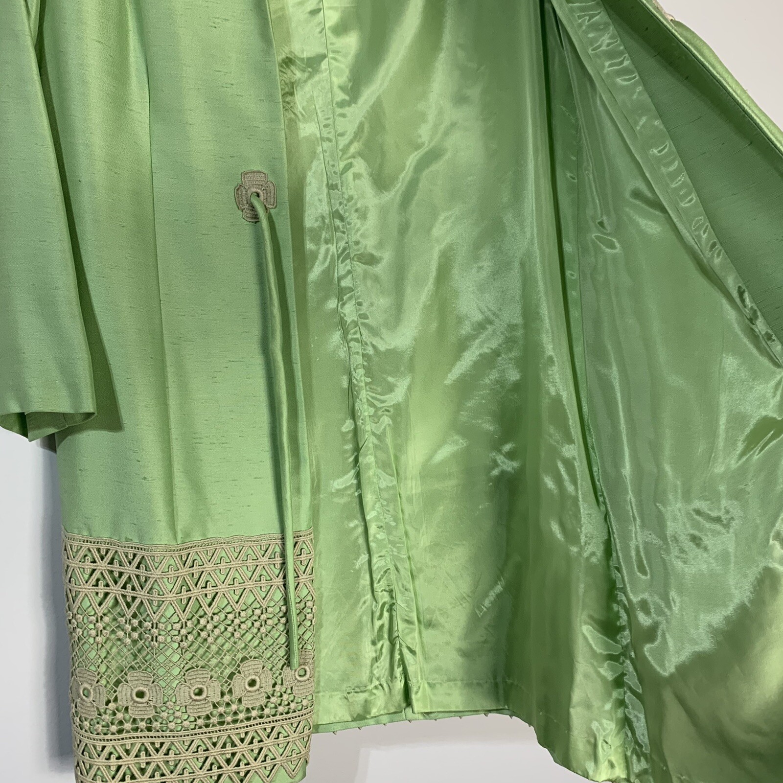Vintage 60s Alfred Werber Suit Crochet Lace Shiny Dress Coat 12 See Description