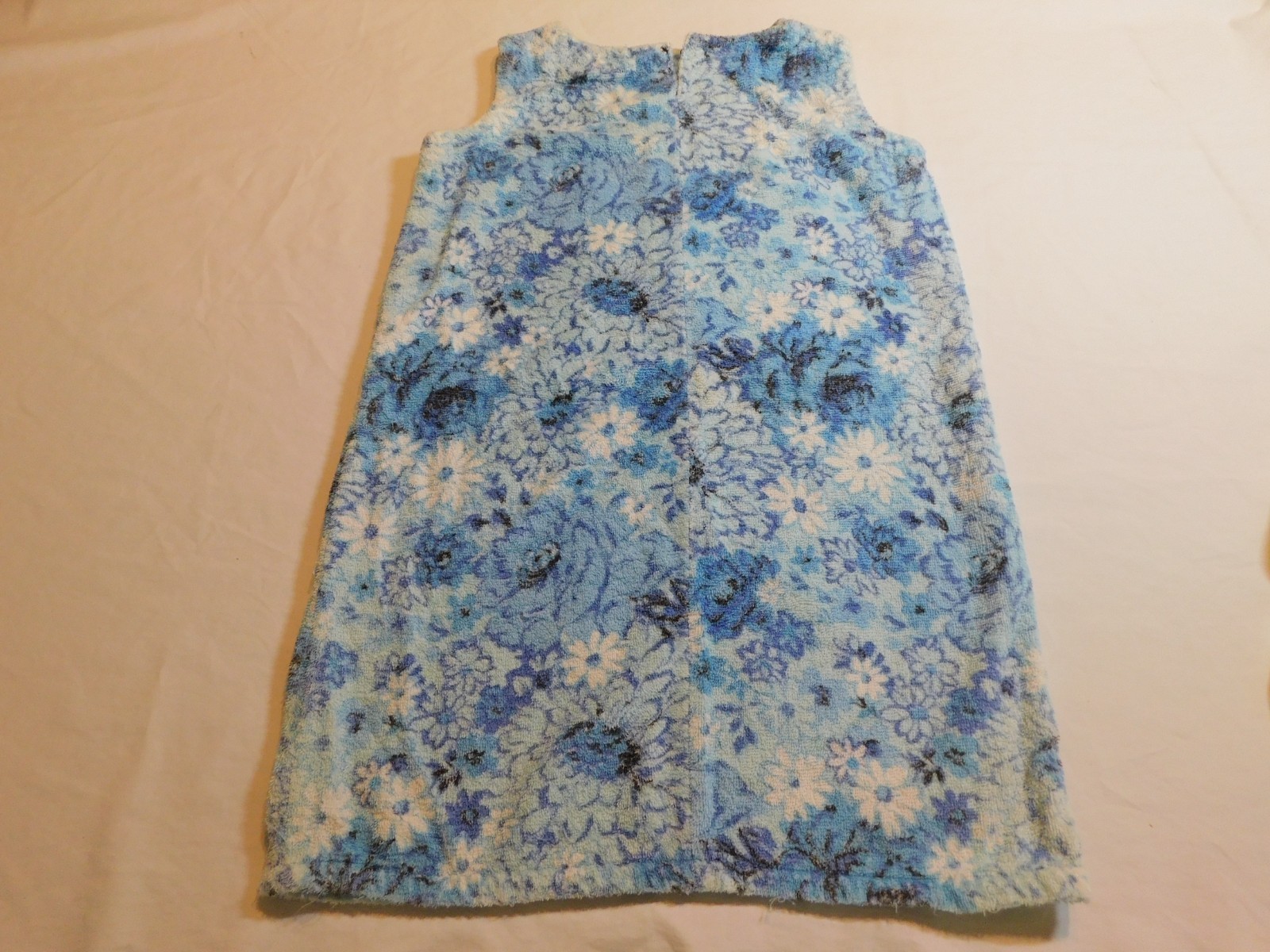 VTG TERRY CLOTH TOWEL DRESS 60&rsquo;s BEACH TOWEL COVER UP GROOVY HANDMADE sz S M
