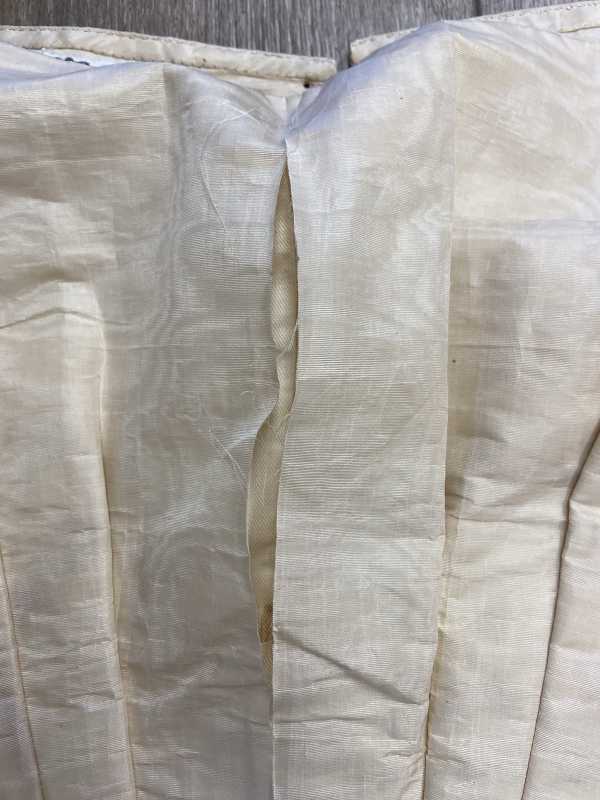 Antique Victorian Ivory Colored Silk Moire Lace Up Back Pointed Bodice AS IS
