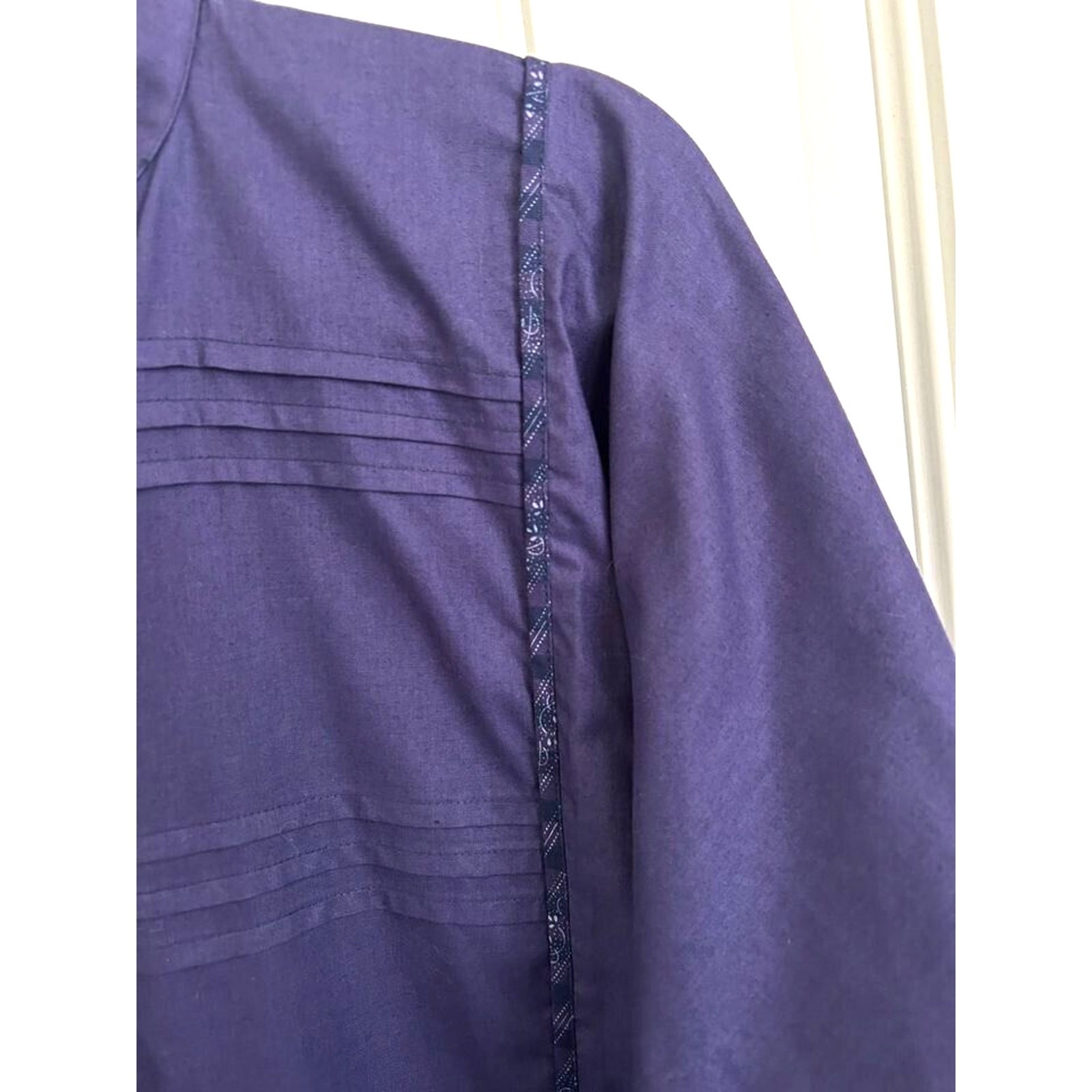Geiger Tyrol Austria Cotton Pintuck Blouse Womens 40 Purple Button Down Vintage
