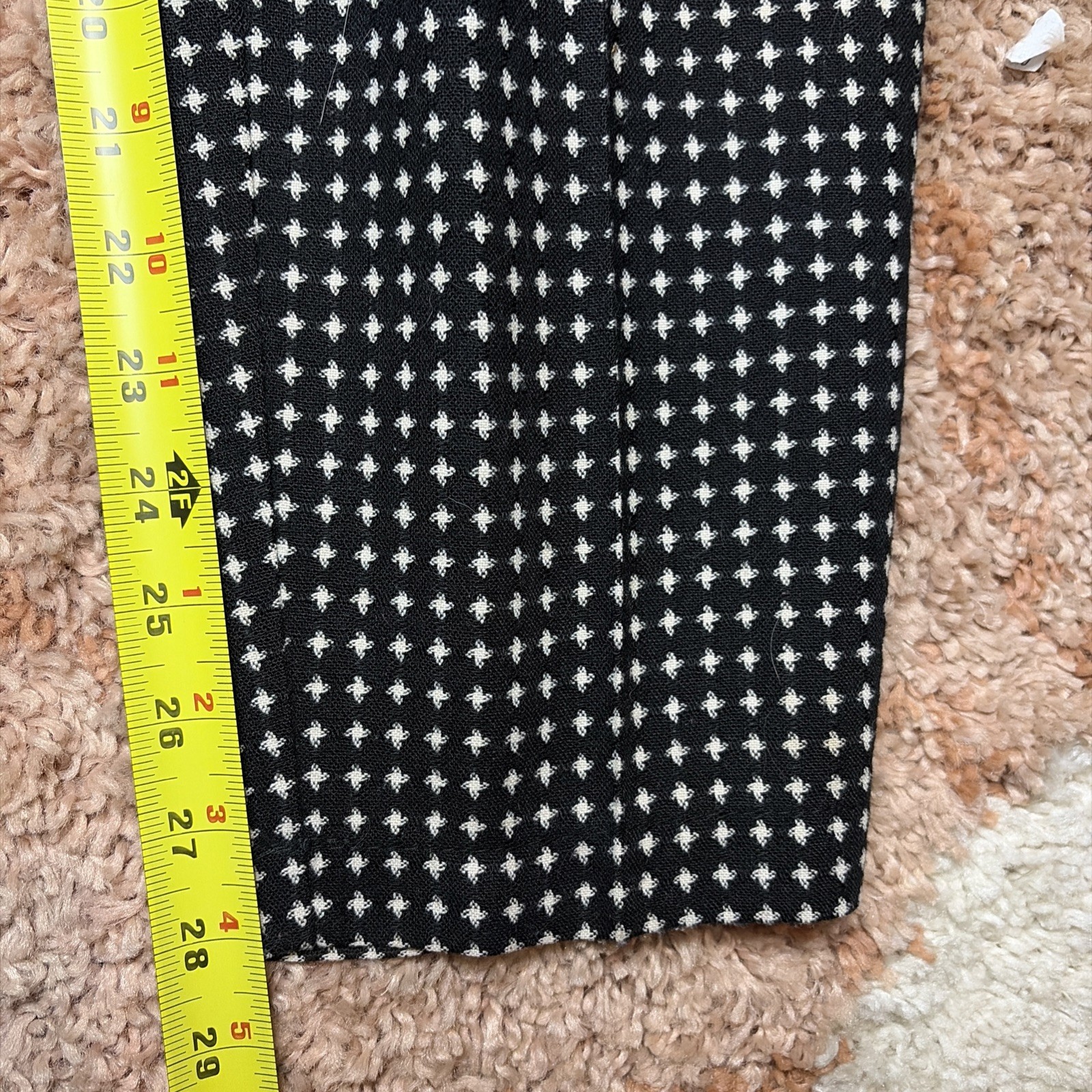 Vintage Benetton Patterned Wool High Waist Women’s Pants Black Pleated 26”