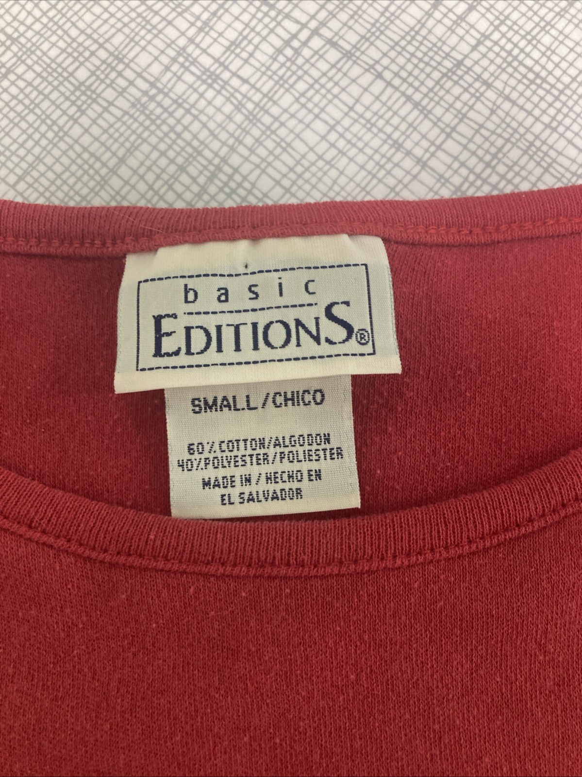 Vtg 90s Y2K Basic Editions Red Blank T Shirt Small Cotton Blend Plain Tee GUC