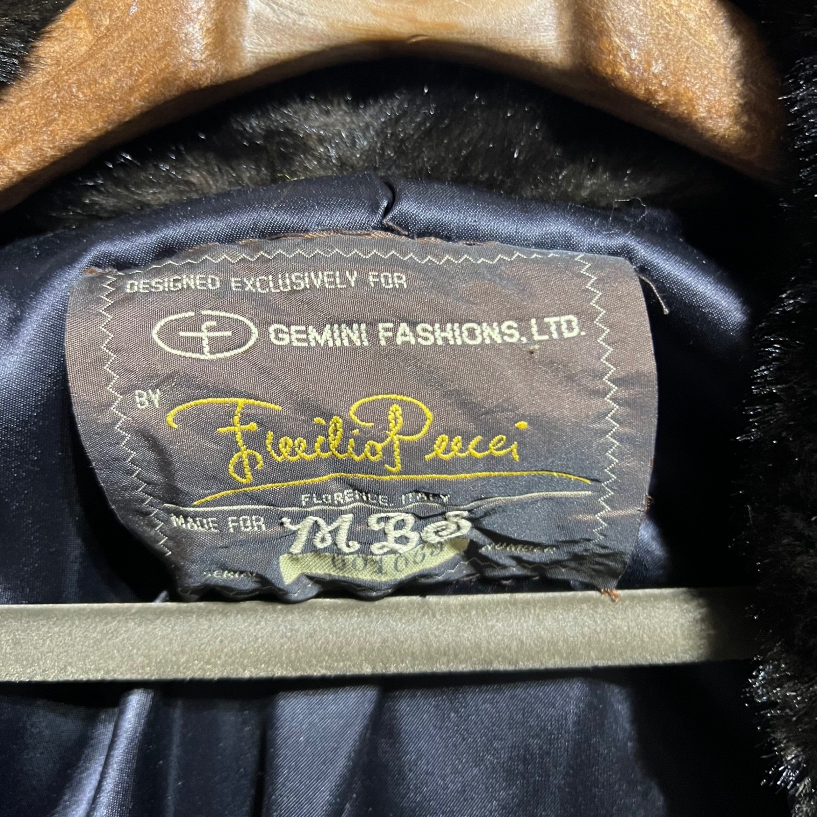 Vintage Emilio Pucci Faux Fur Coat Women Medium Brown 60s Gemini Fashions Luxury