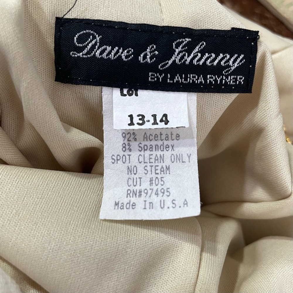 Dave & Johnny by Laura Ryner Gold Glitter Chain Heart Gown Dress 90s Y2K 13/14