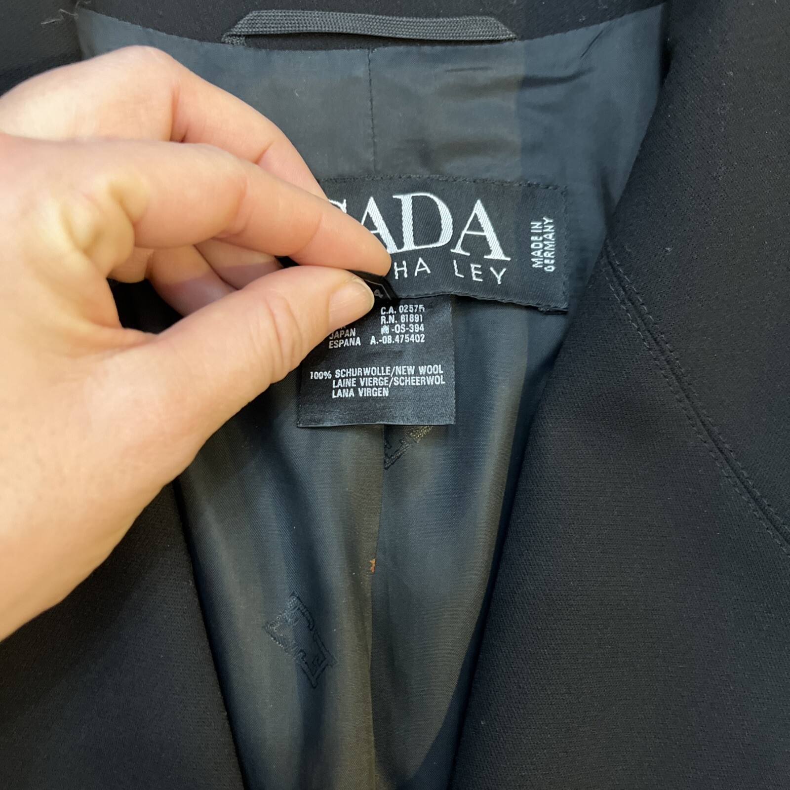 Escada Margaretha Ley Black Blazer 100% Wool Vintage Luxury Jacket, Women&rsquo;s 44