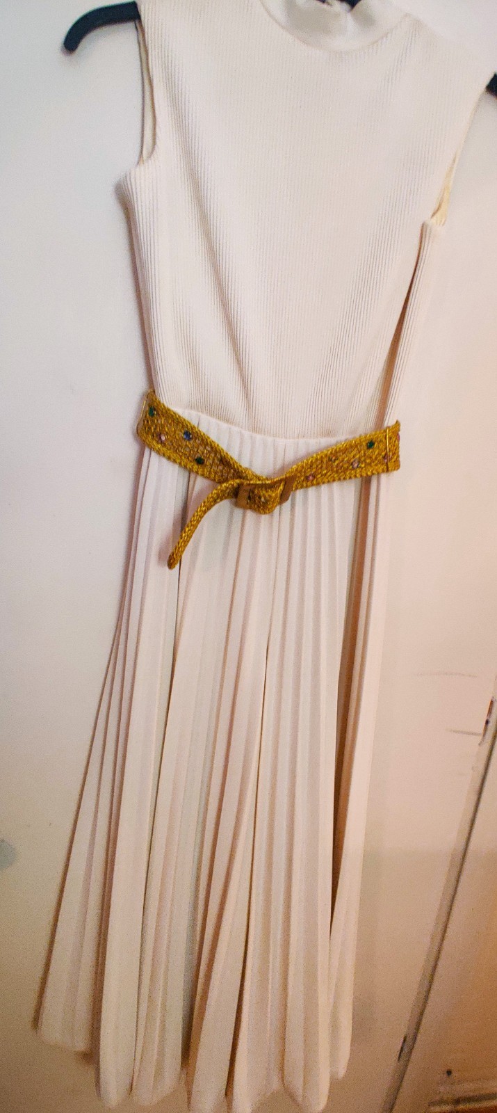 Cream Split Formal full length dress