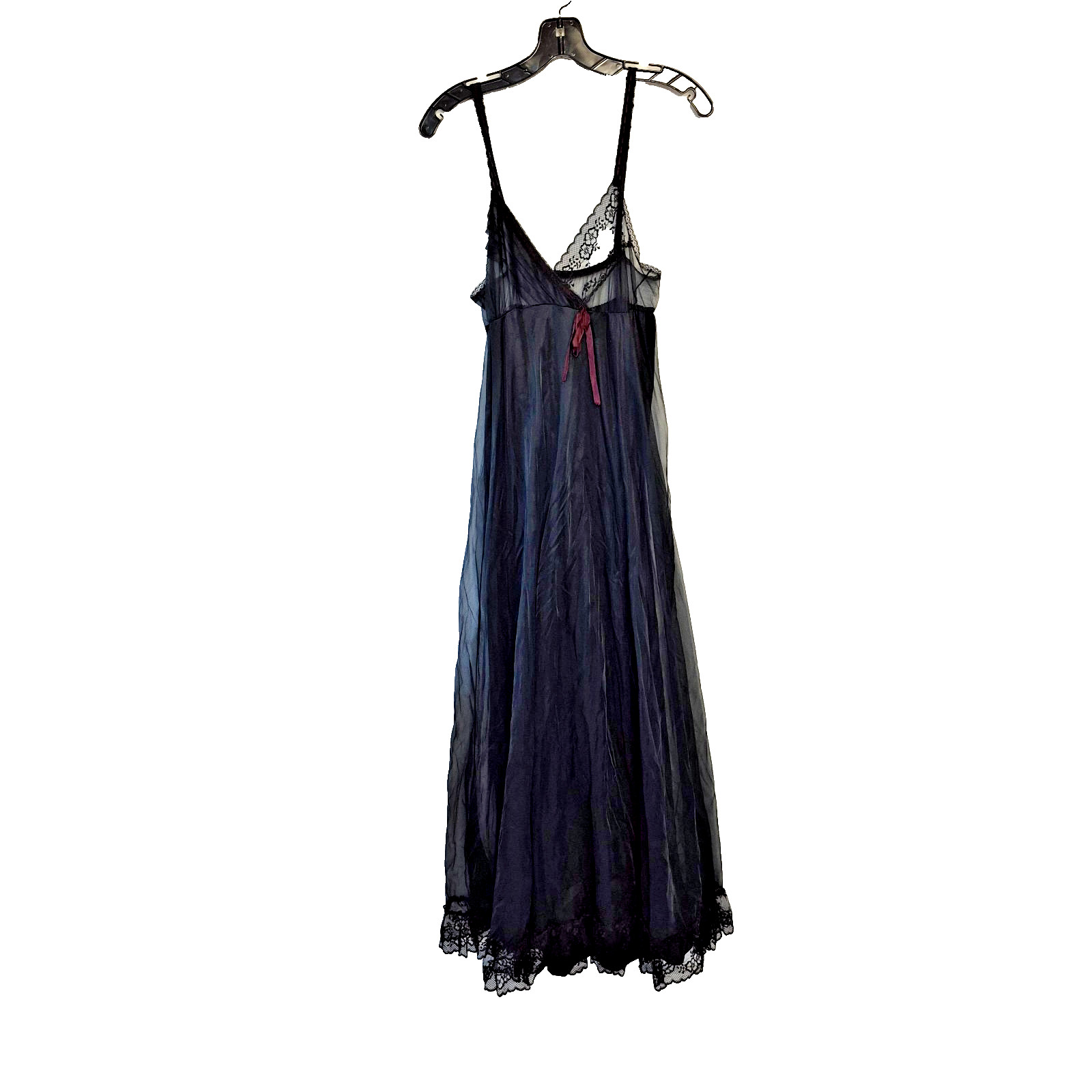 Vtg Pandora Lingerie Size M Long Lace & Ribbon Tulle Nightgown Dress Fairy Goth