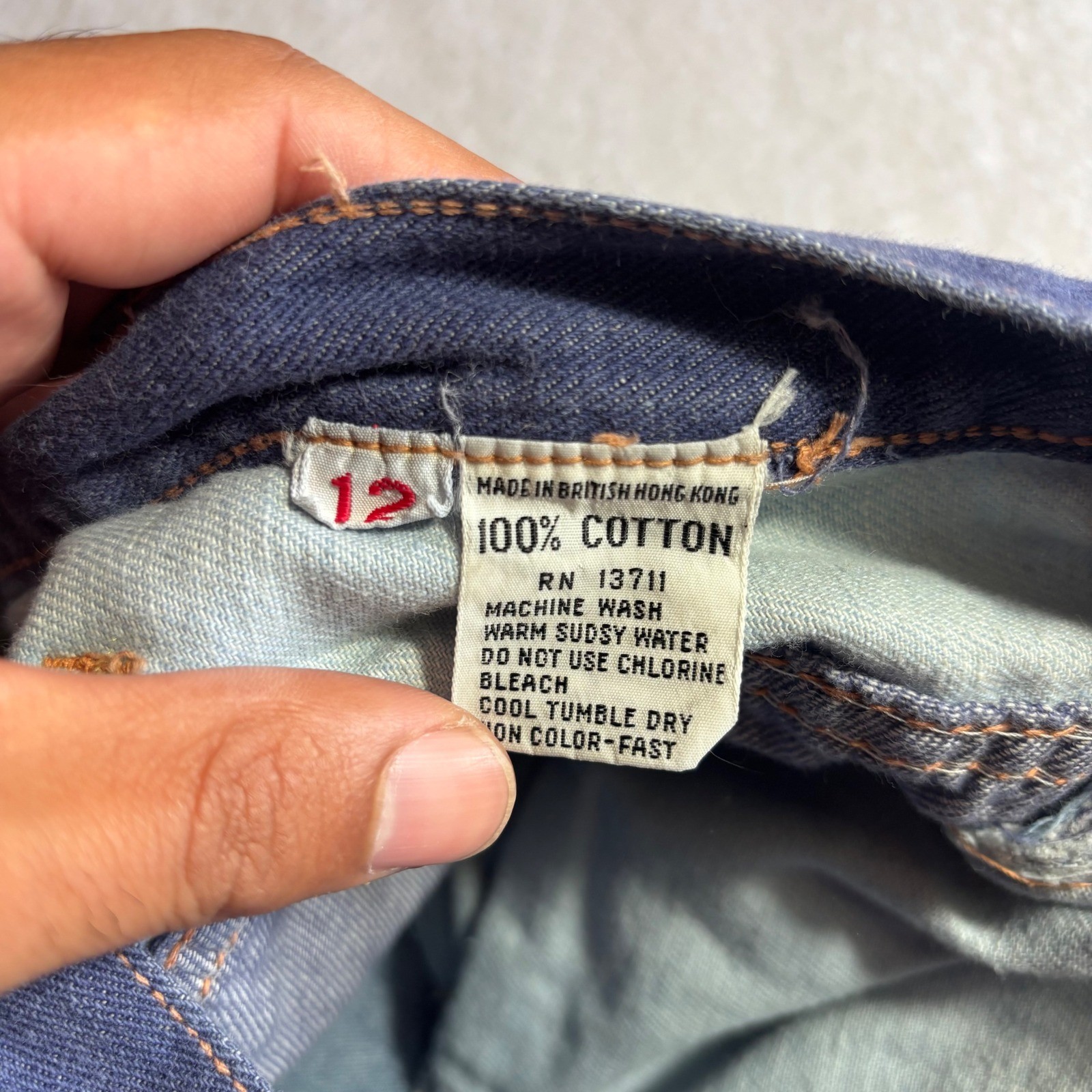 Vintage 1950s Patchwork Jeans Bell Bottom Flare Denim 100% Cotton Size 12