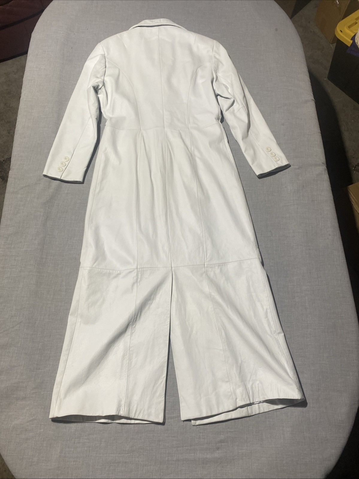 VTG Wilsons Leather Máxima Women&rsquo;s White Long Duster Trench Coat Medium Y2K 90s