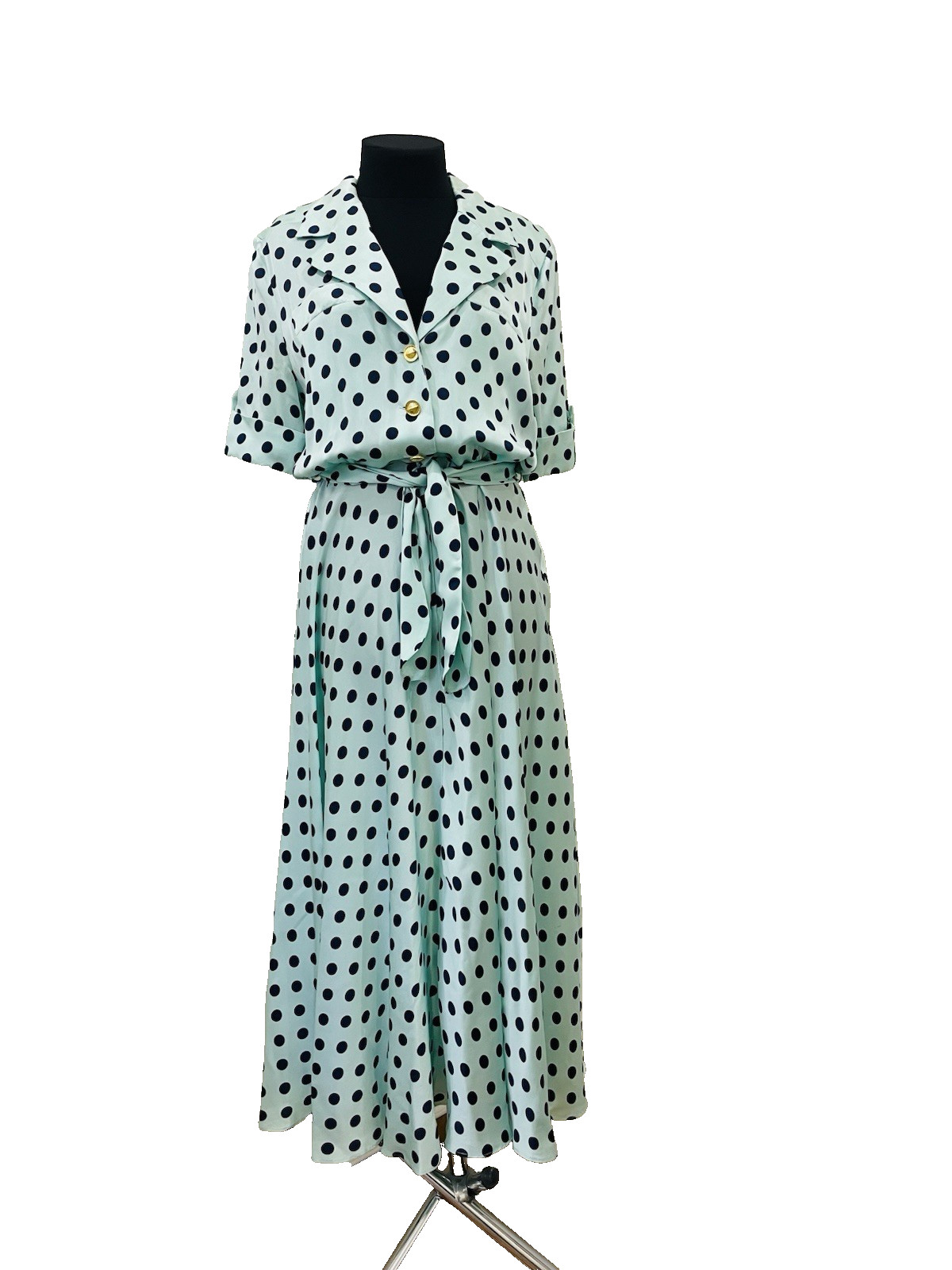 Vintage Escada by Margaretha Ley Silk Dress Polka Dot Pattern Made in Italy