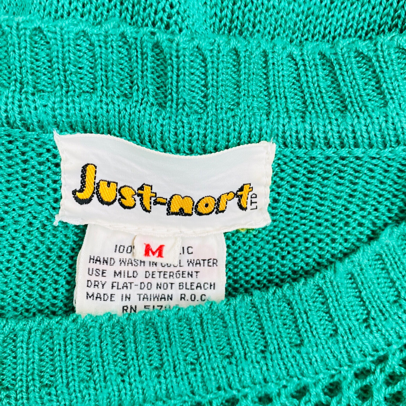 Vintage 1970s green sweater pullover long balloon sleeve crop sheer top shirt M