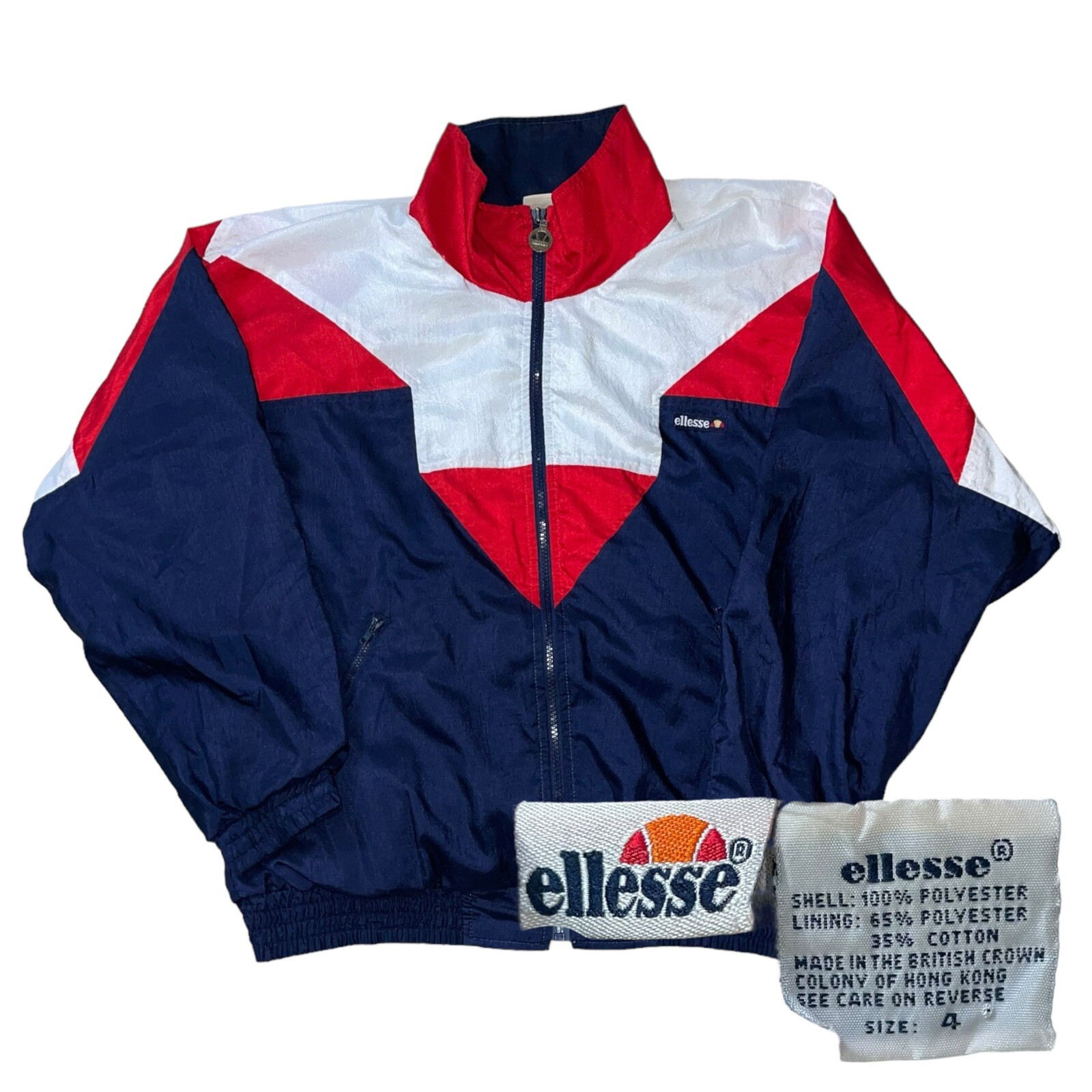 Vintage RARE Ellesse Woman&rsquo;s Jacket Size 4 S/M Made In The British Crown Colony