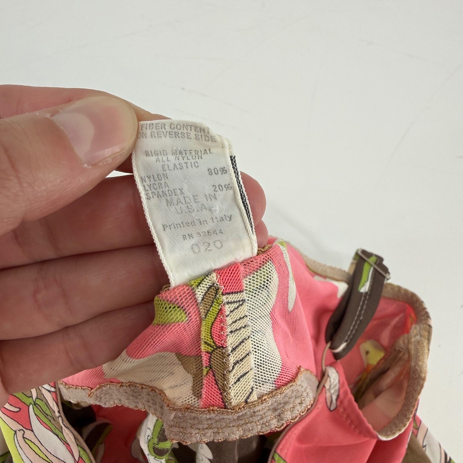 Vintage Emilio Pucci Floral Mesh Lingerie Slip Dress 36D Small Pink Green