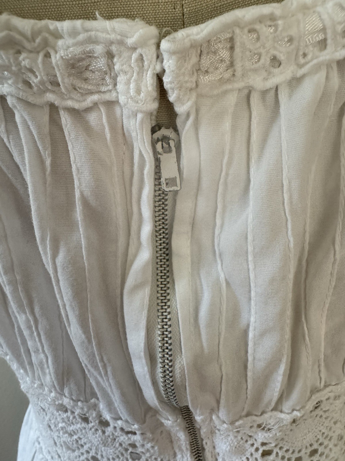 Vtg 70s White Cotton Crochet Sundress Prairie Dress Cottagecore Boho Bridal