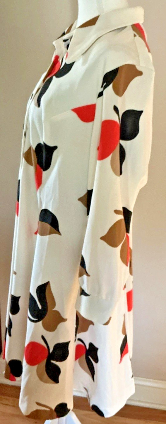 Vintage Big Beautiful Bold Print Button Front Long Sleeve Dress 46
