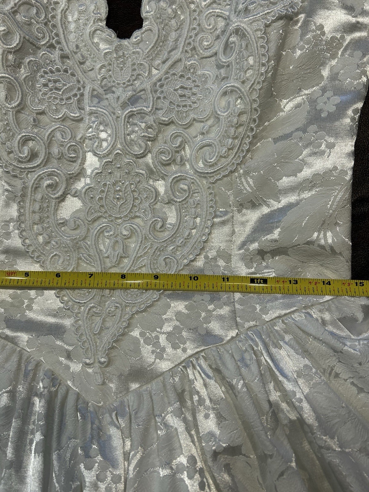 Scott McClintock Romantic White Off Shoulder jacquard Dress 80s 90s Medium