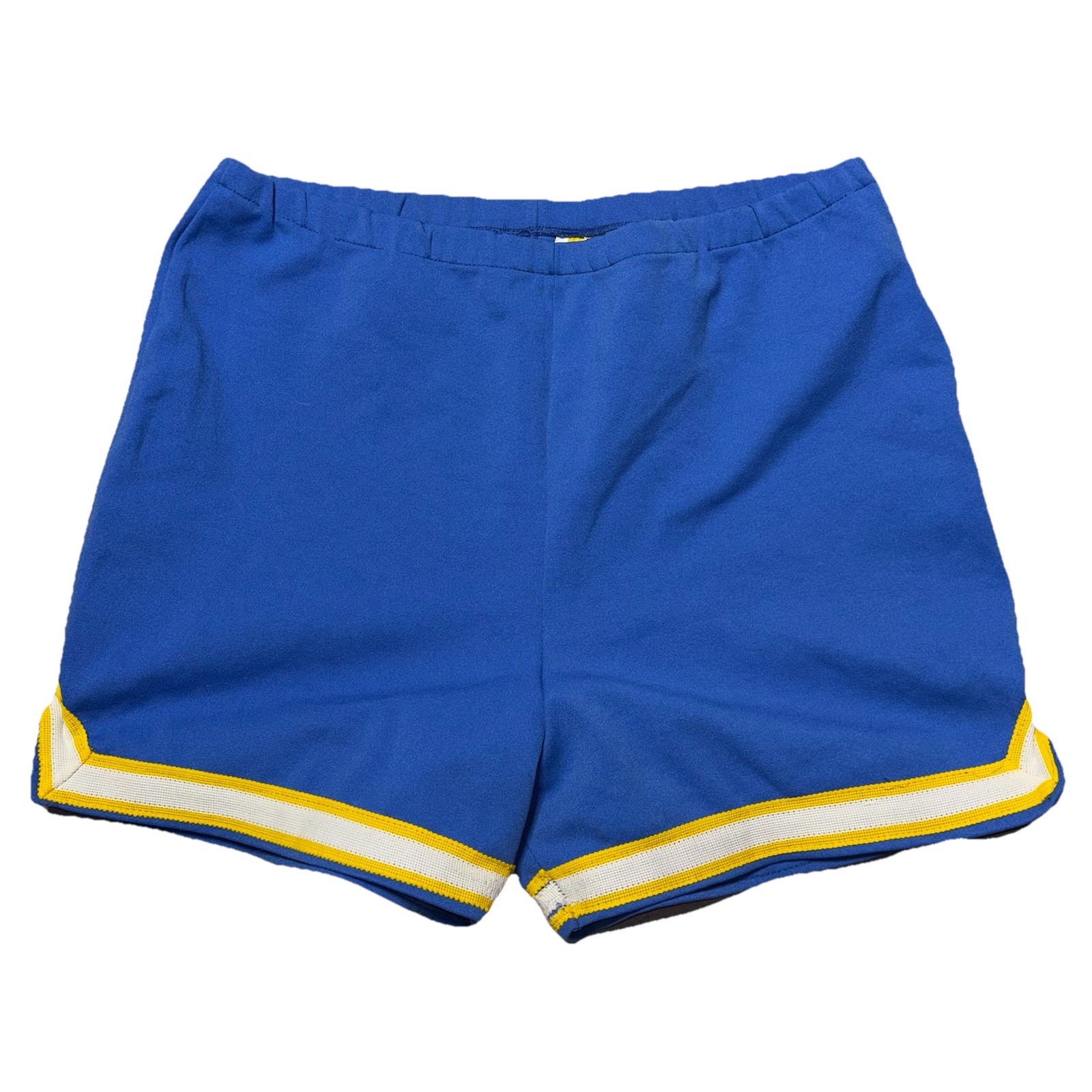 Vintage Blue Gold/White Striped Gym Shorts 70s Russell Athletic Size 16 L/XL