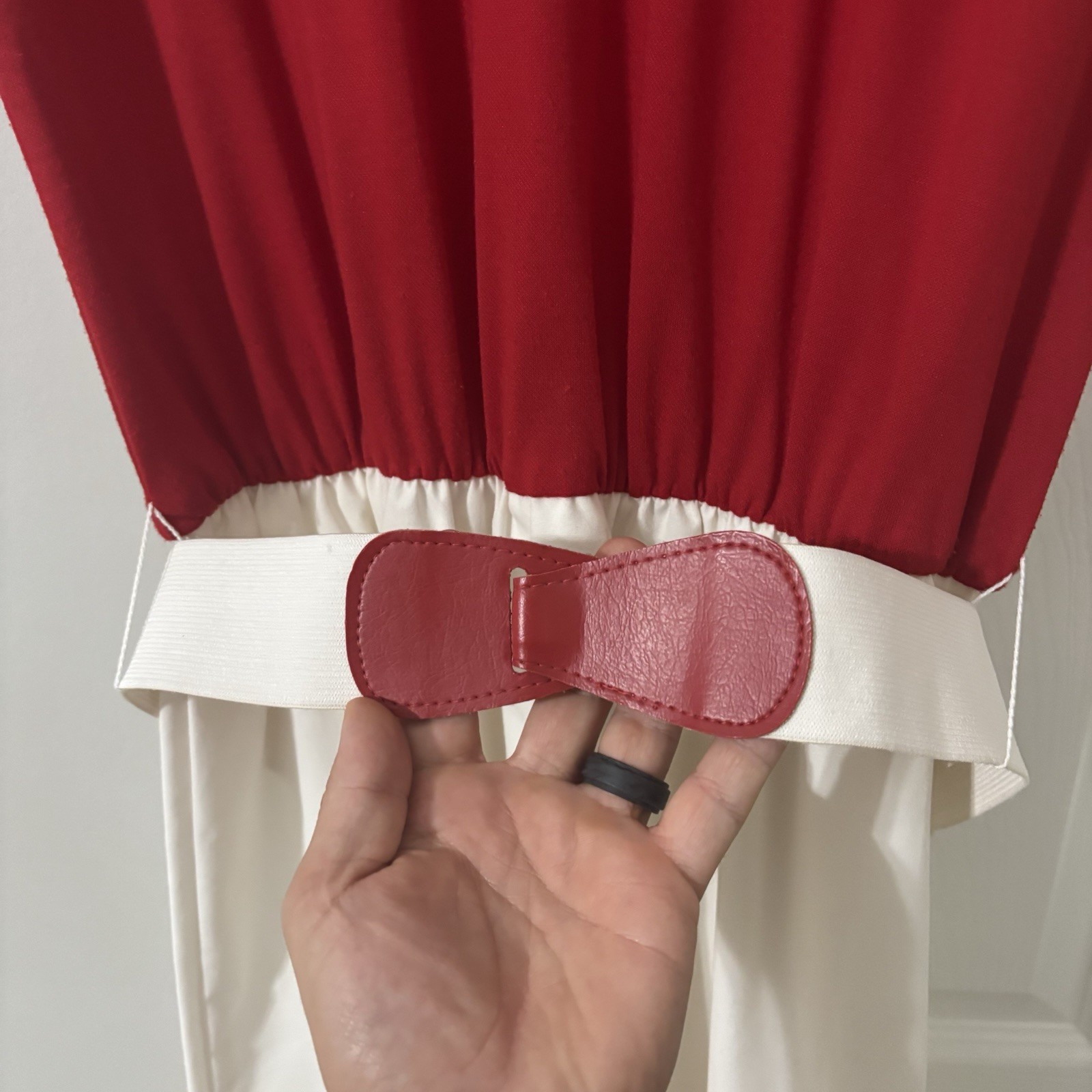 VINTAGE 1960s 70s WALDEN CLASSIC BURGUNDY RED DRESS & BELT SIZE 14 COTTON POLY