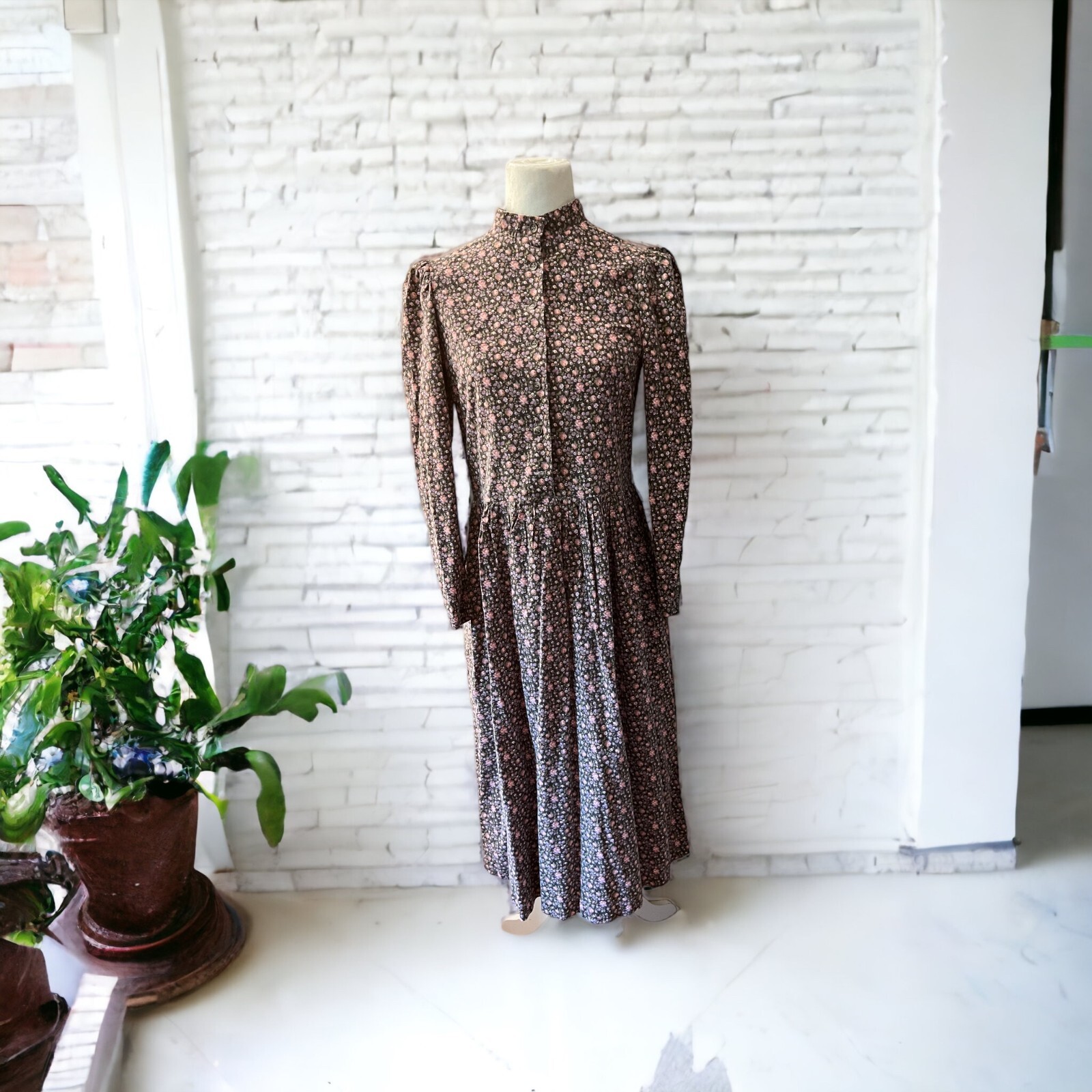 VTG Cottagecore J Jill Prairie Dress Small. 100% Cotton Earth Tone Floral Modest