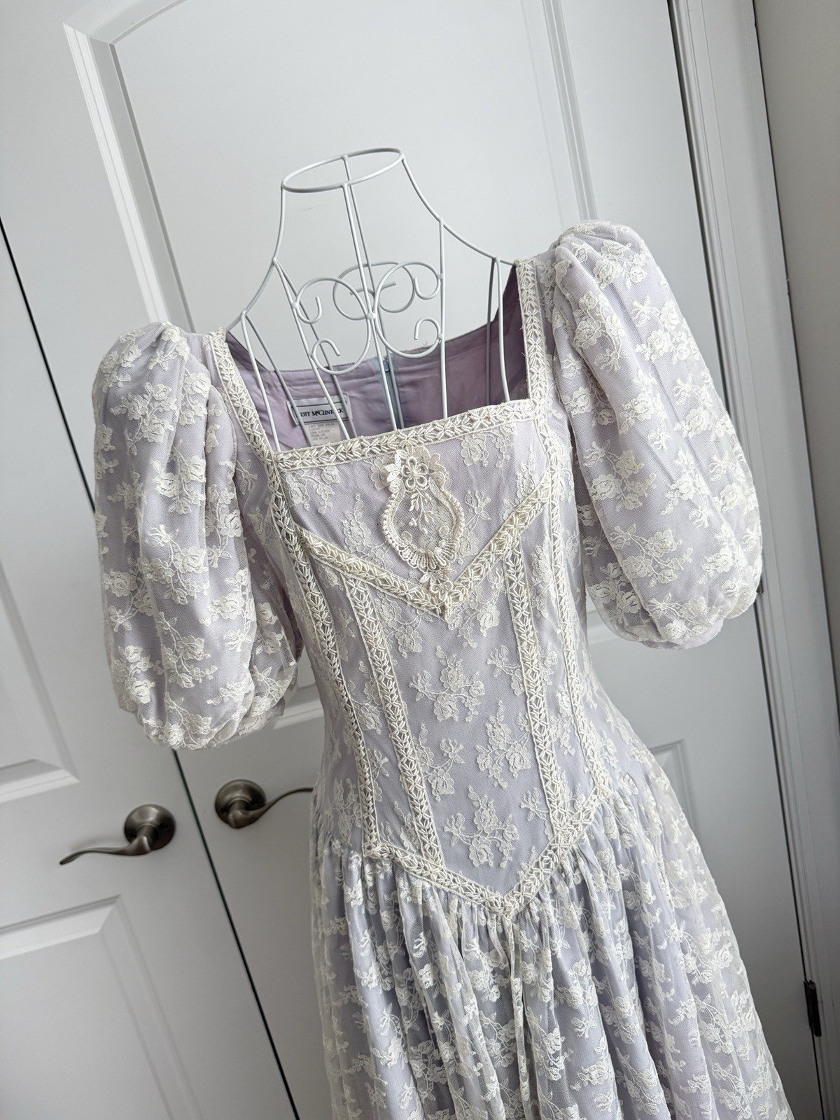 Vintage Scott McClintock Dress Lavender Size 8 Cottagecore Floral 80s PLace USA