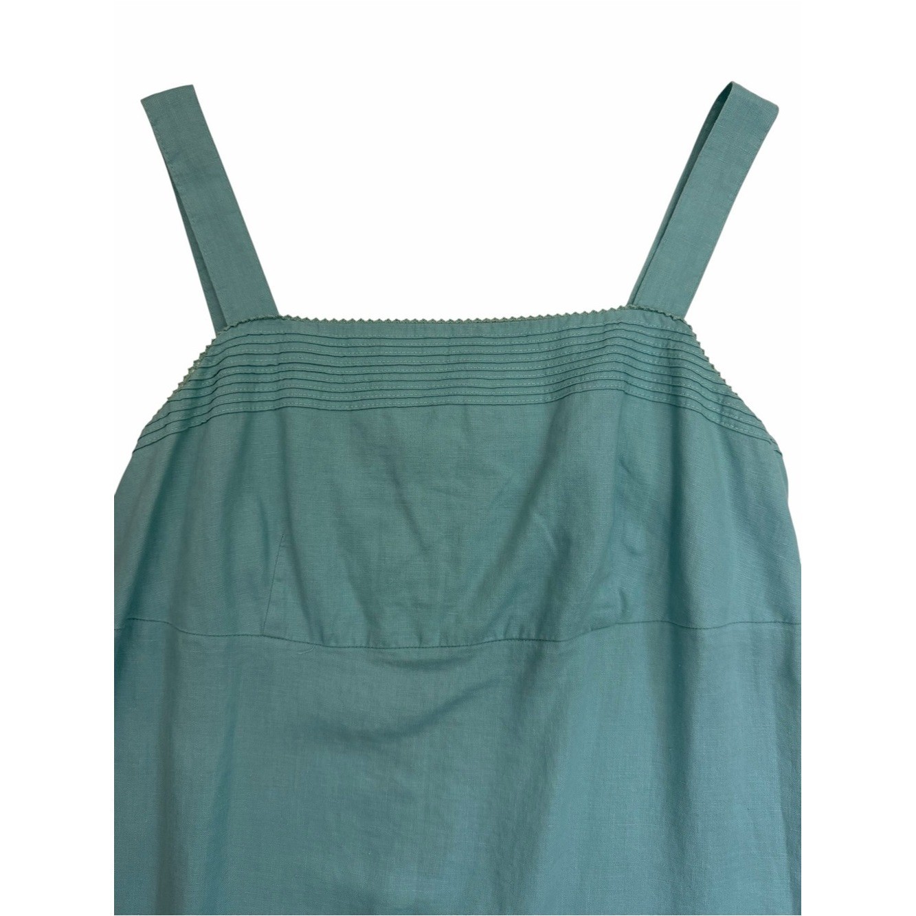 Old Navy 100% Linen Aqua Blue Tank Shift Dress Size 12 Coastal Resort Summer