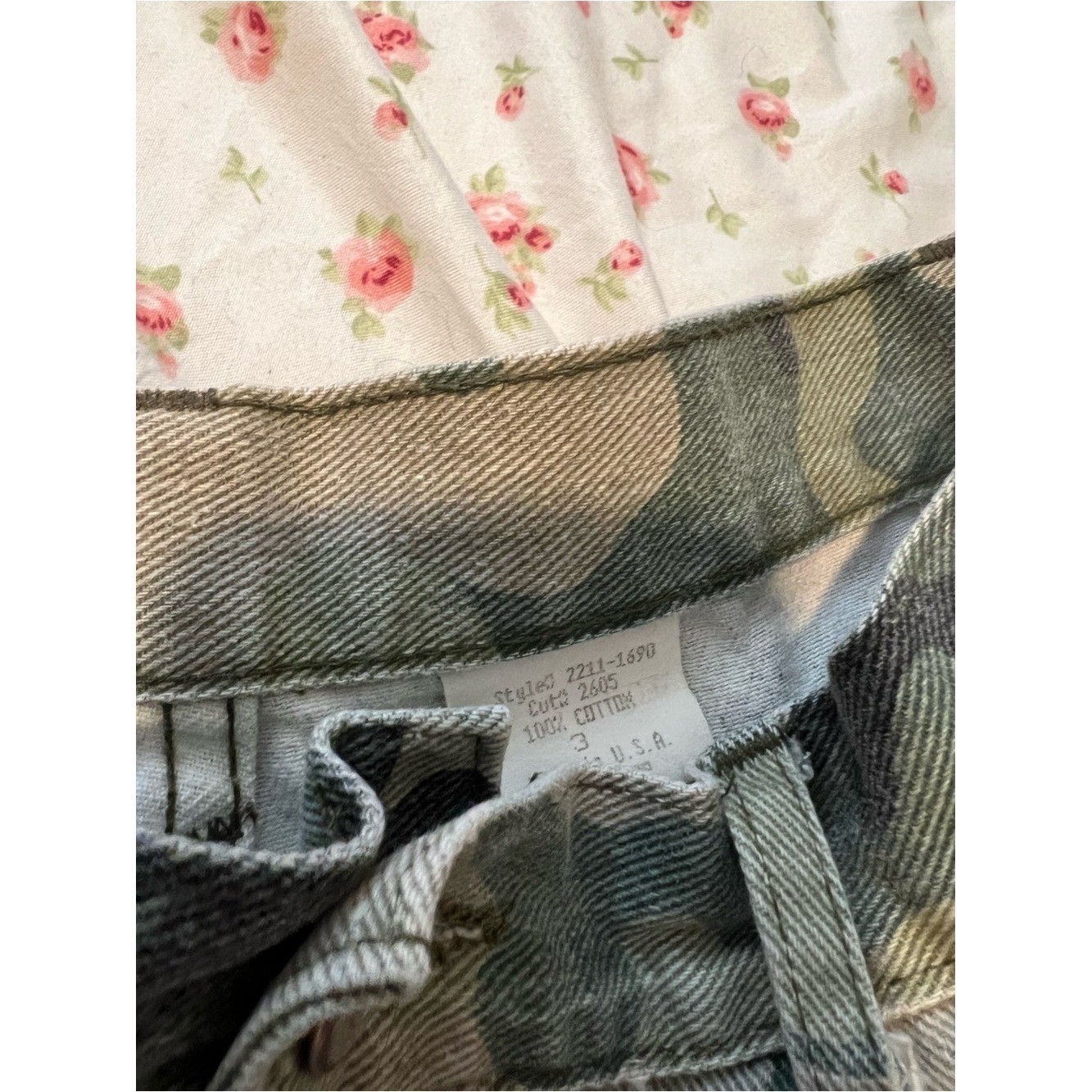 vintage camo denim shorts