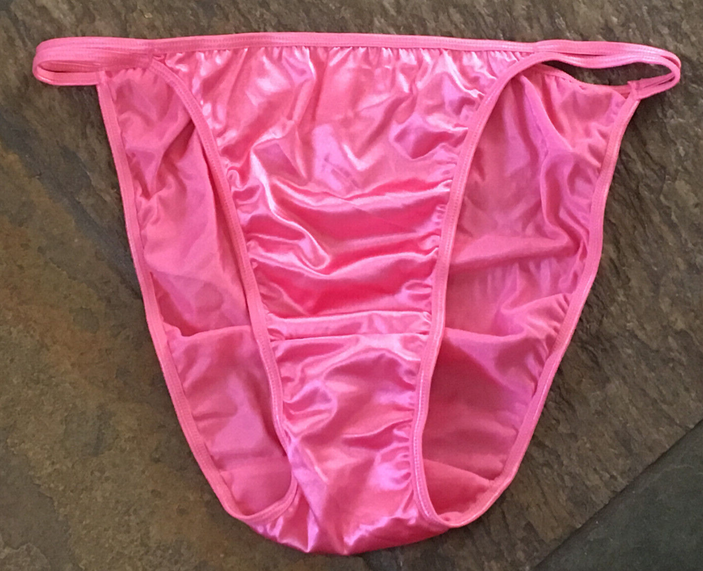 Bubble Gum PINK 10/3XL Double String Hi Shine Second Skin Hi Cut String Panties