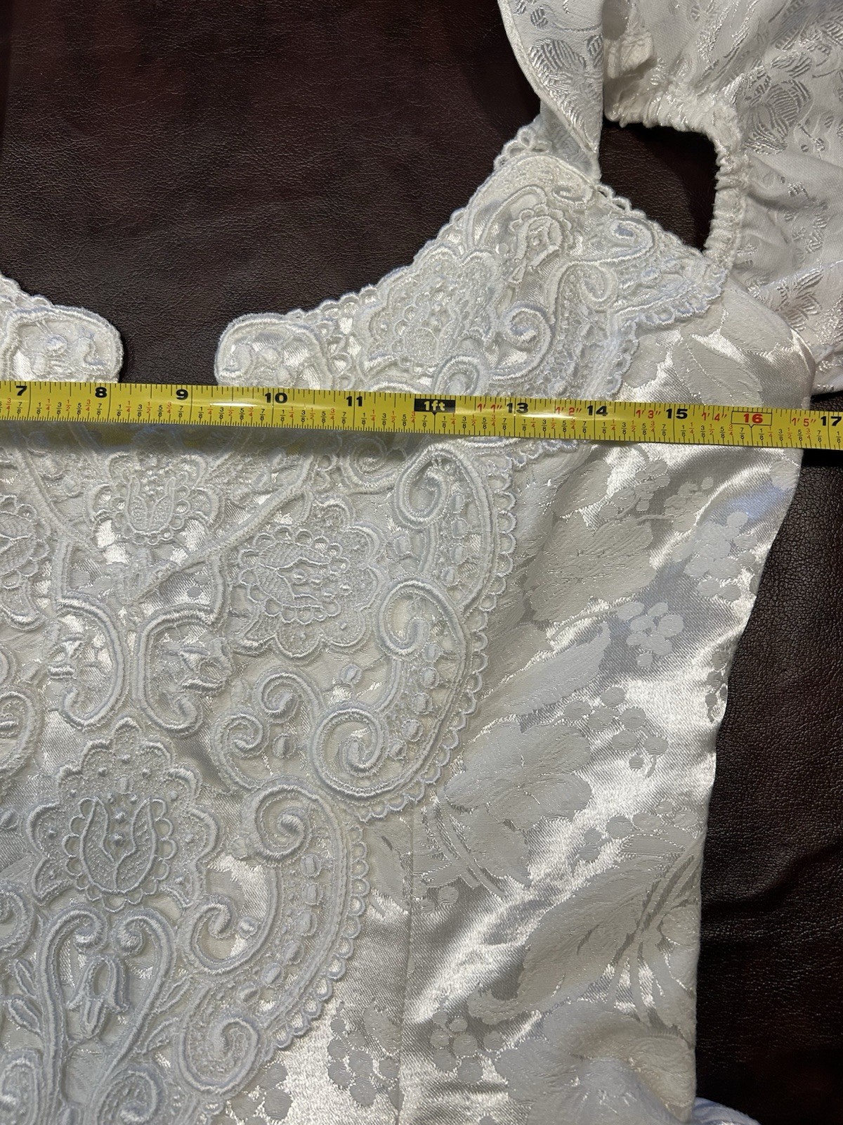 Scott McClintock Romantic White Off Shoulder jacquard Dress 80s 90s Medium