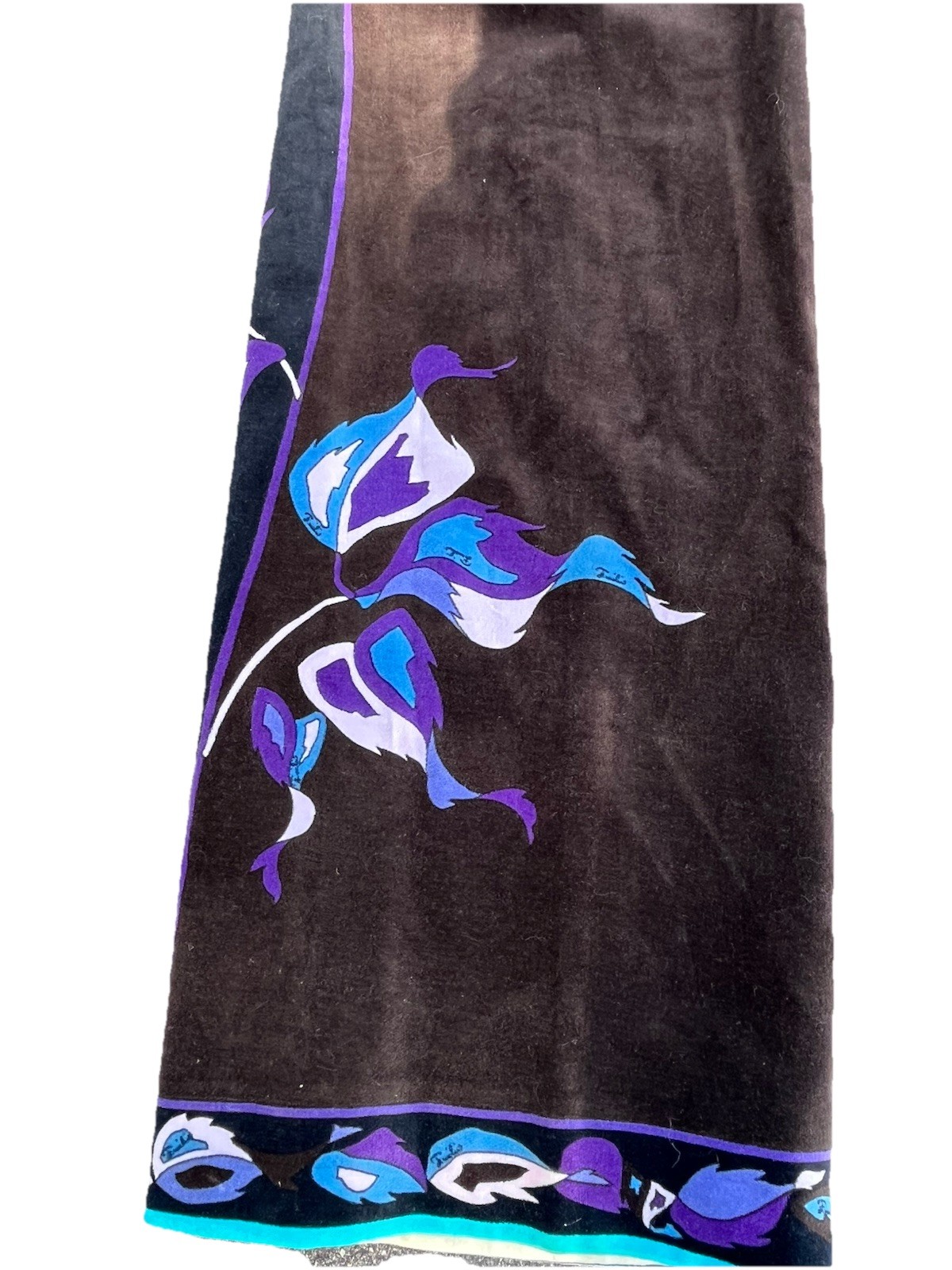EMILIO PUCCI c.1960-70’sMulticolor Rose Silk Velvet Palazzo Wide Leg Pants S