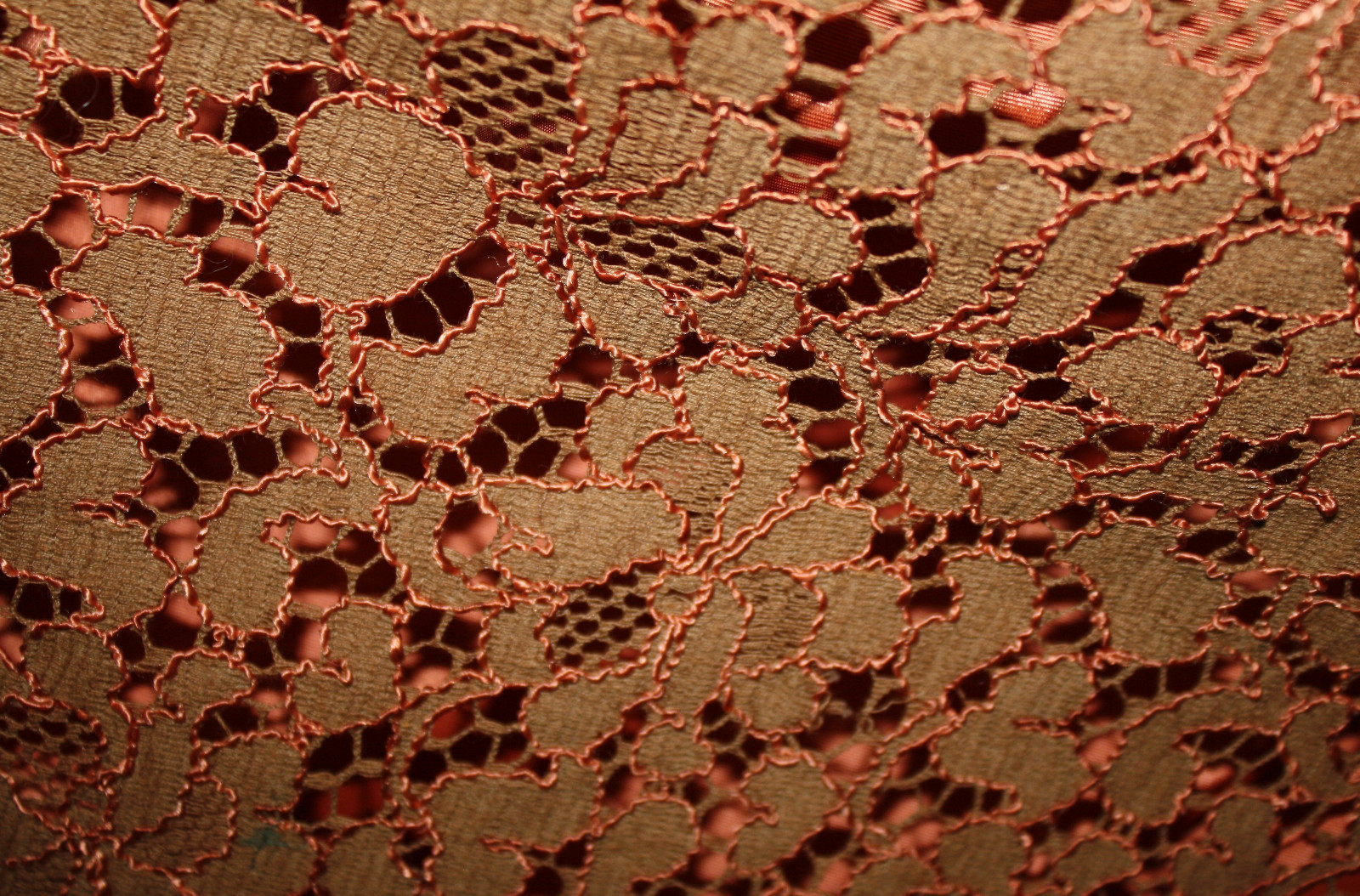 VINTAGE Orange Brown Lace Long Full Circle Dress XS S 0 2 4