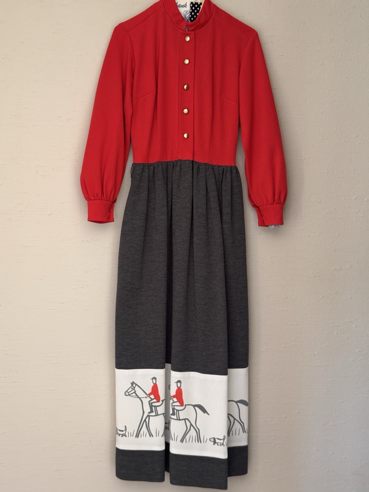 Vintage 1970s THE VESTED GENTRESS Maxi Dress Horse Riding Hand Screened Print 6