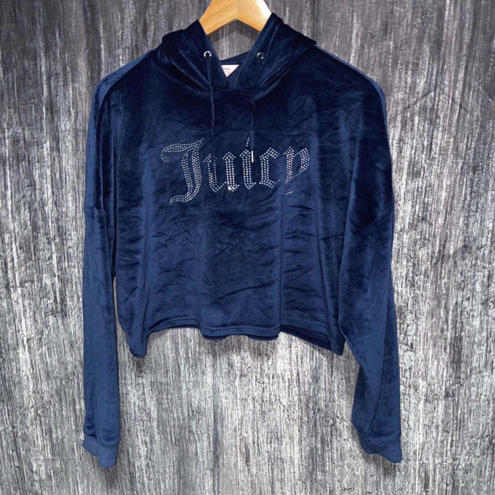 Vintage Juicy Couture Velour Cropped Y2k Hoodie Women&rsquo;s Size Large